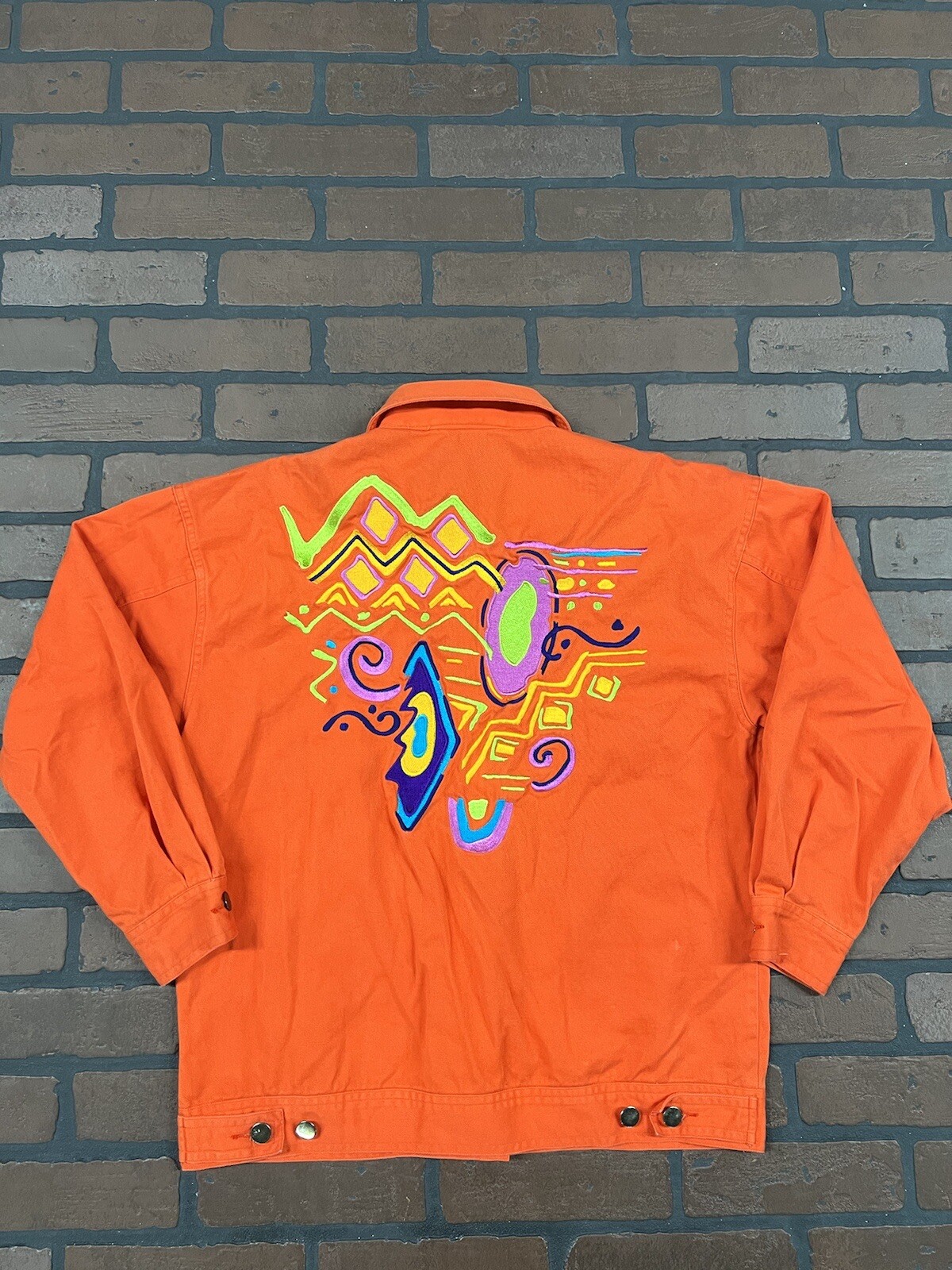 Vintage IB Diffusion Jacket Abstract Geometric 90s 1992 Sz8 Orange