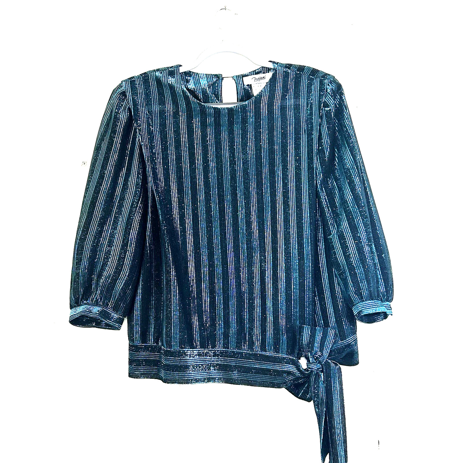 Vintage 1980s Top Women’s Size 18 Blue Sheer Metallic Cocktail Party Vintage