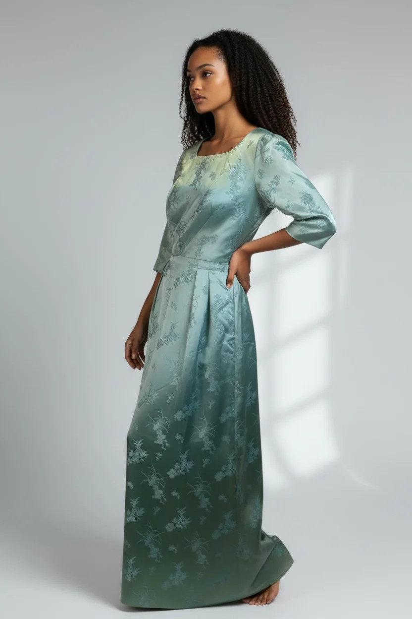 Timeless Classic — Vintage 50s Pale Blue Floral Long Dress, size s
