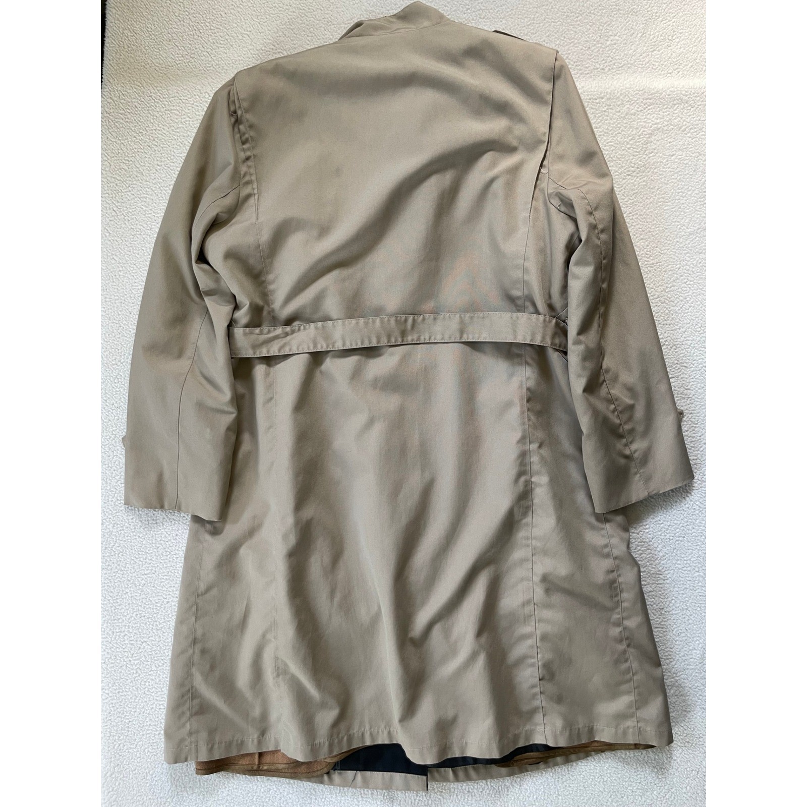 Misty Harbor Womens 14 Reg Trench Coat Beige Vintage Belted ILGWU Made in USA