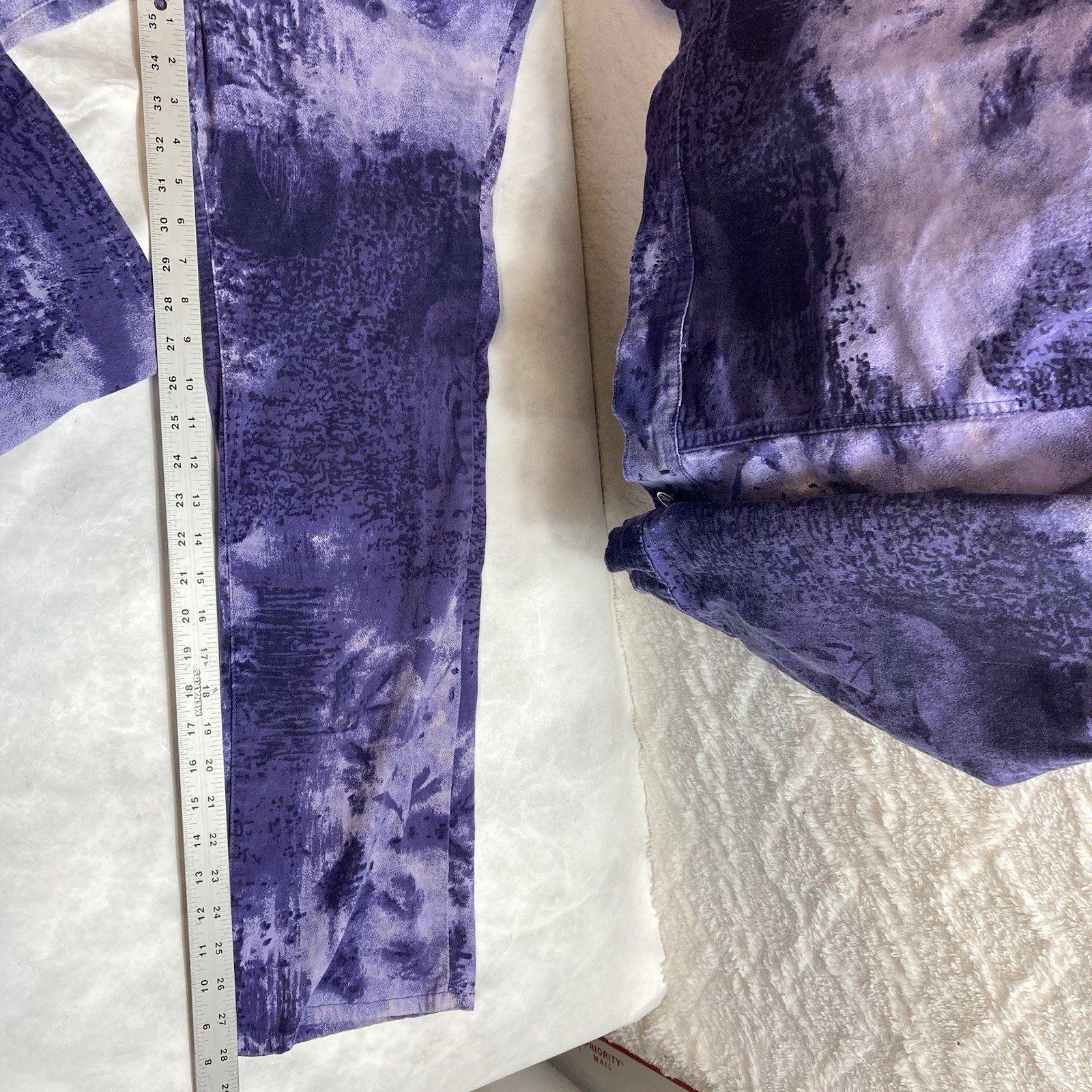 VTG Purple Crest Denim Jacket Jeans Set 90s Stretch Sz 2X -20 Acid Wash Urban
