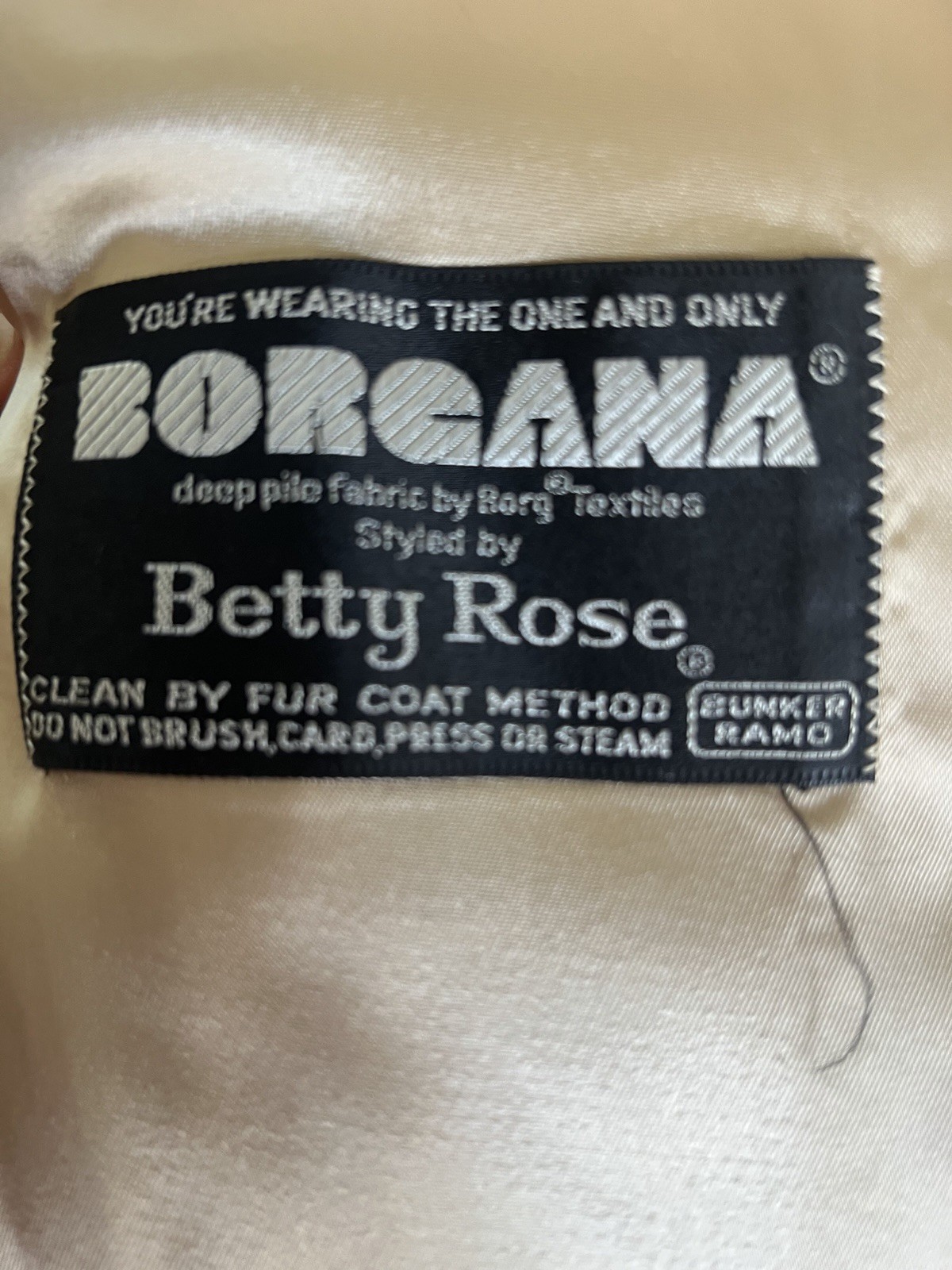Vtg Winter Faux Fur Coat Cream Taupe Pockets S/M Borgana Betty Rose