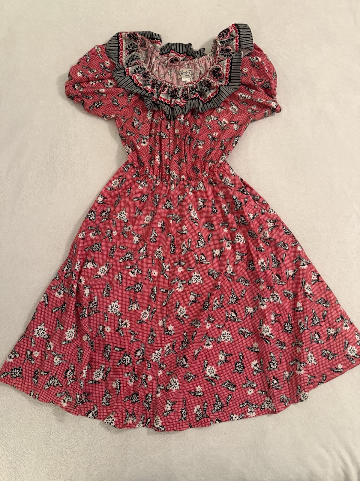 Vintage Circle T Marilyn Lenox Western Off The Shoulder Dress Size 15/16 Rodeo