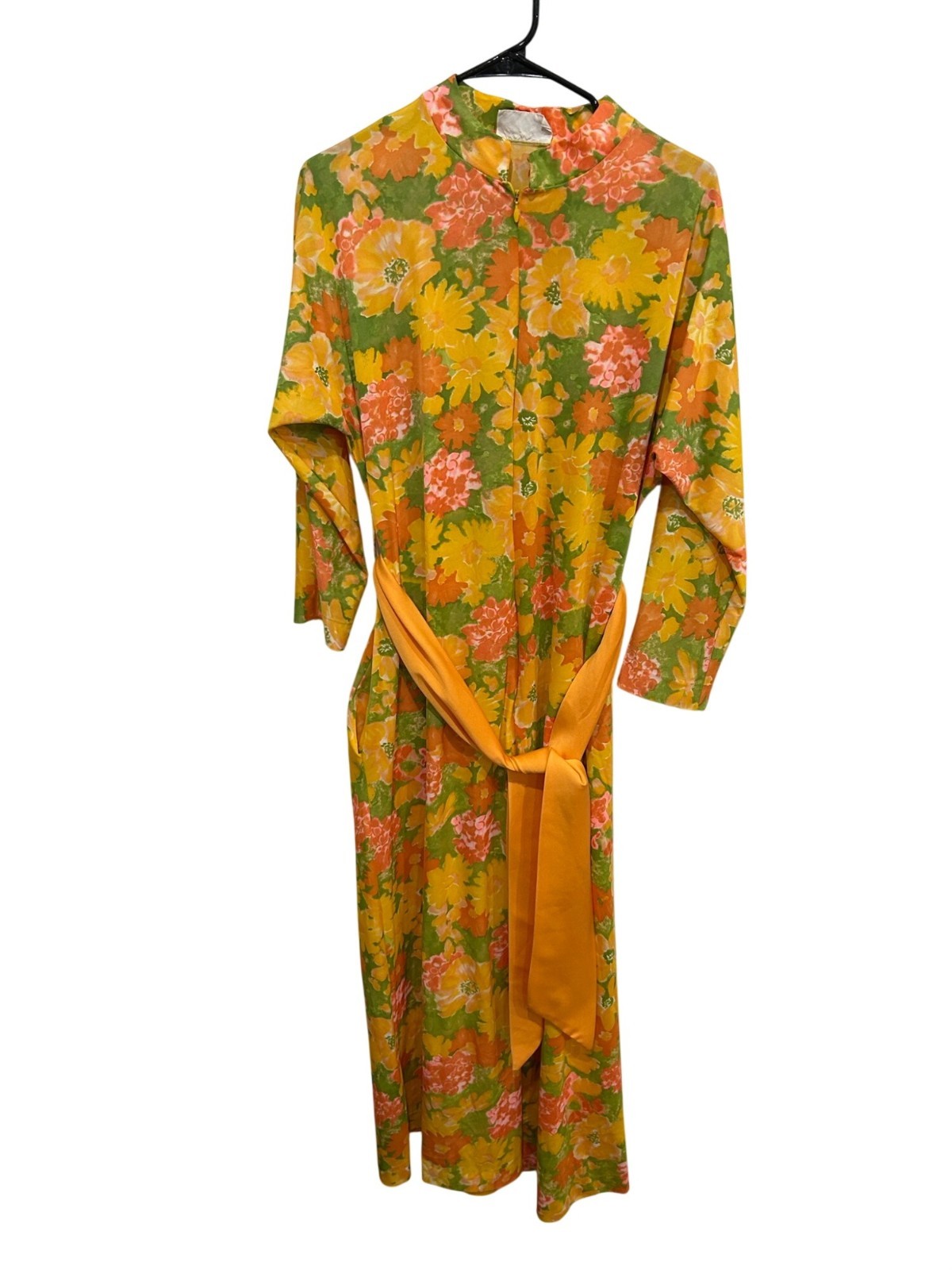 Vintage At Home Wear Van Raalte Sash Belt Floral Maxi Dress Size Medium Boho
