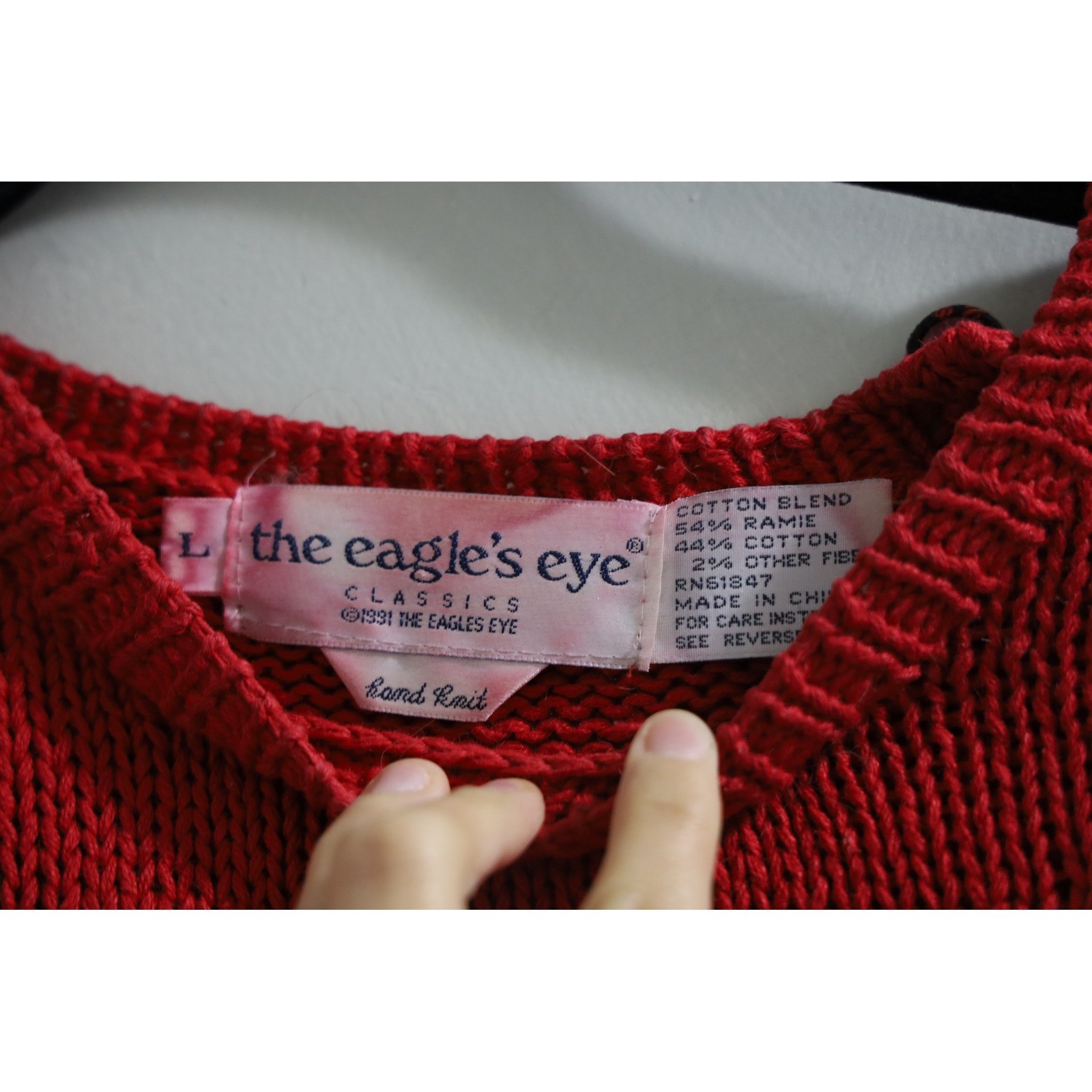 Vintage The Eagles Eye 1991 Red Hand Knit Goose Sleigh Christmas Sweater Large