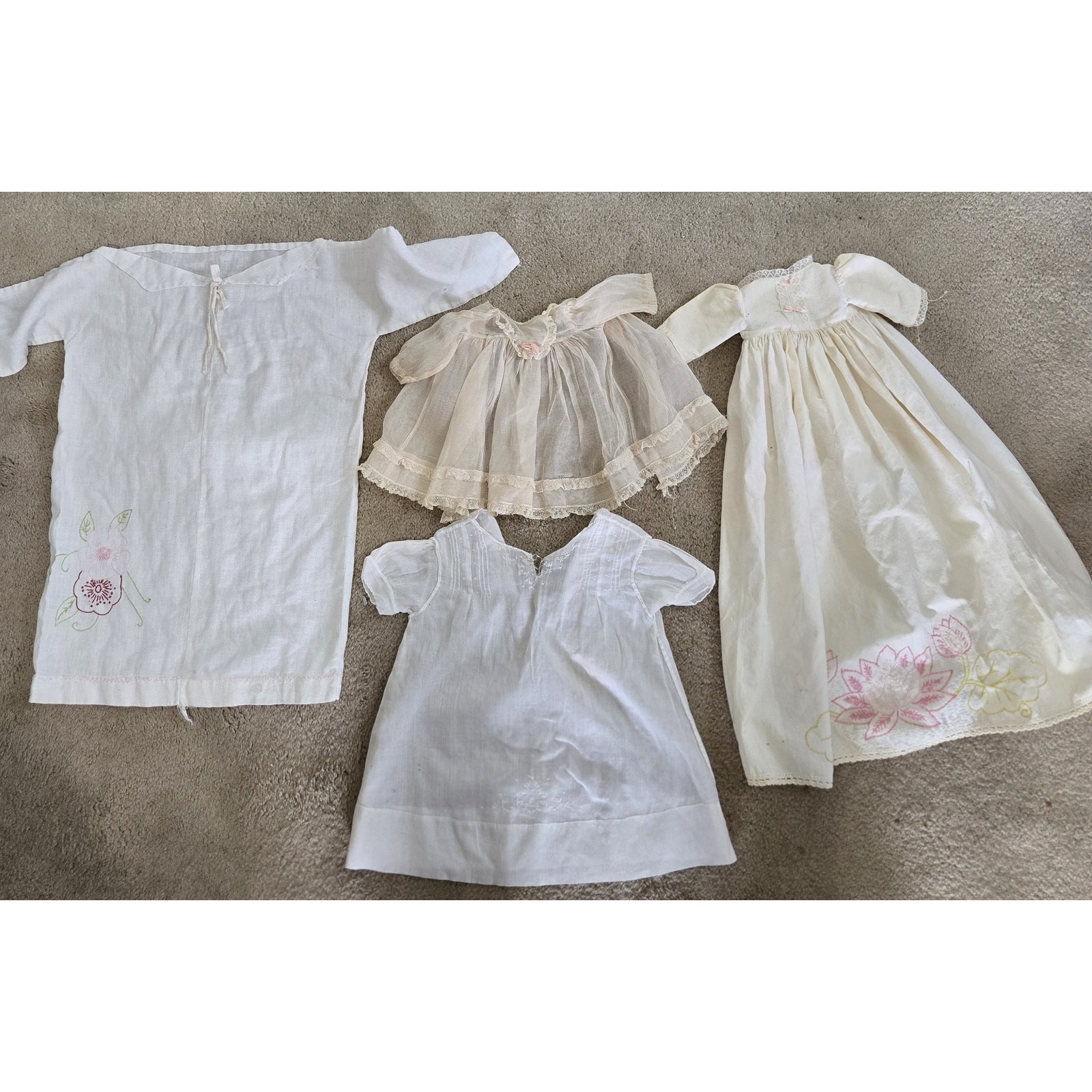 Vintage Baby and Doll Clothes Dresses Some Damaged Stains Need Mending