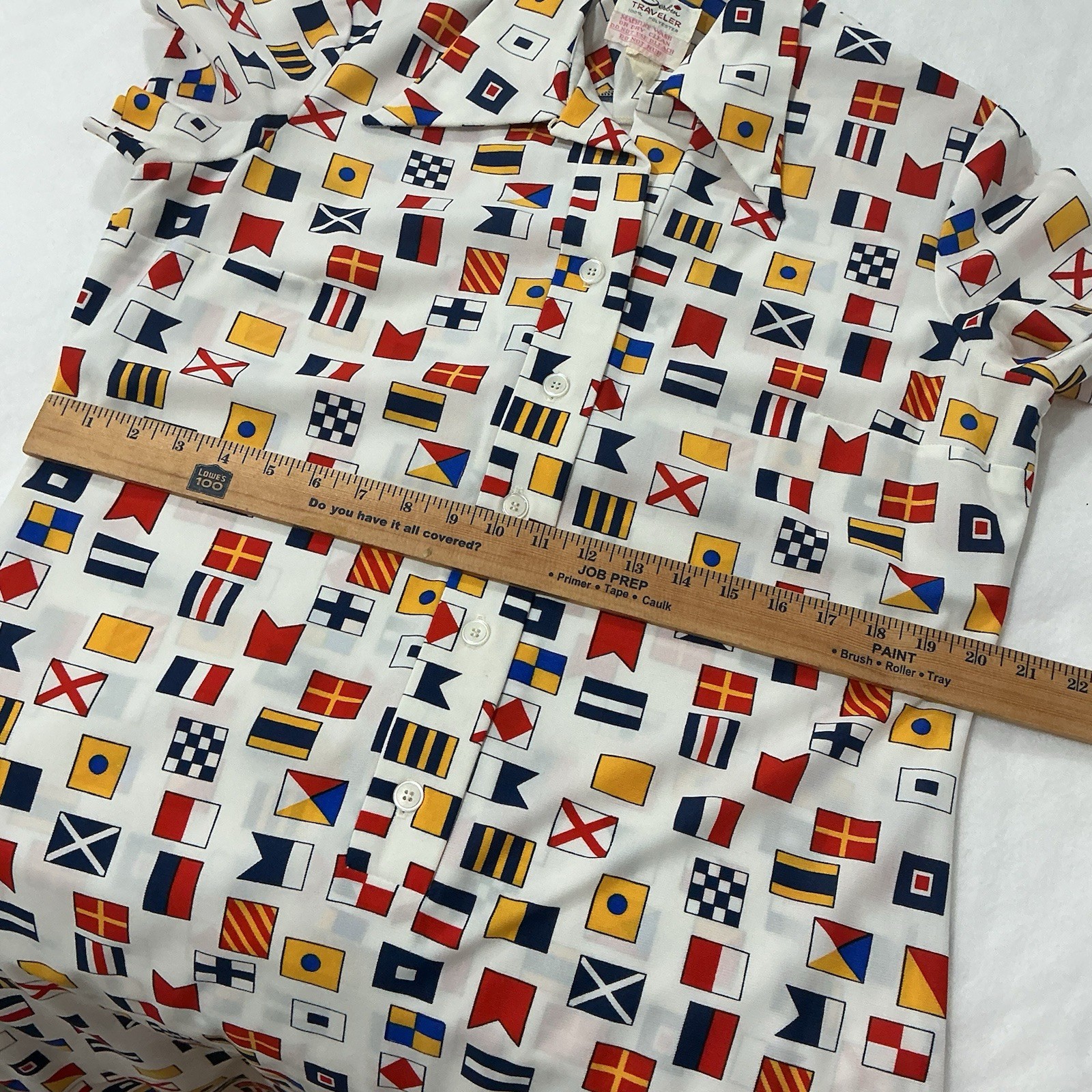 VTG 60s/70s Serbin Traveler Nautical Flag Mod Shirt Dress L XL Prop Yacht Rare