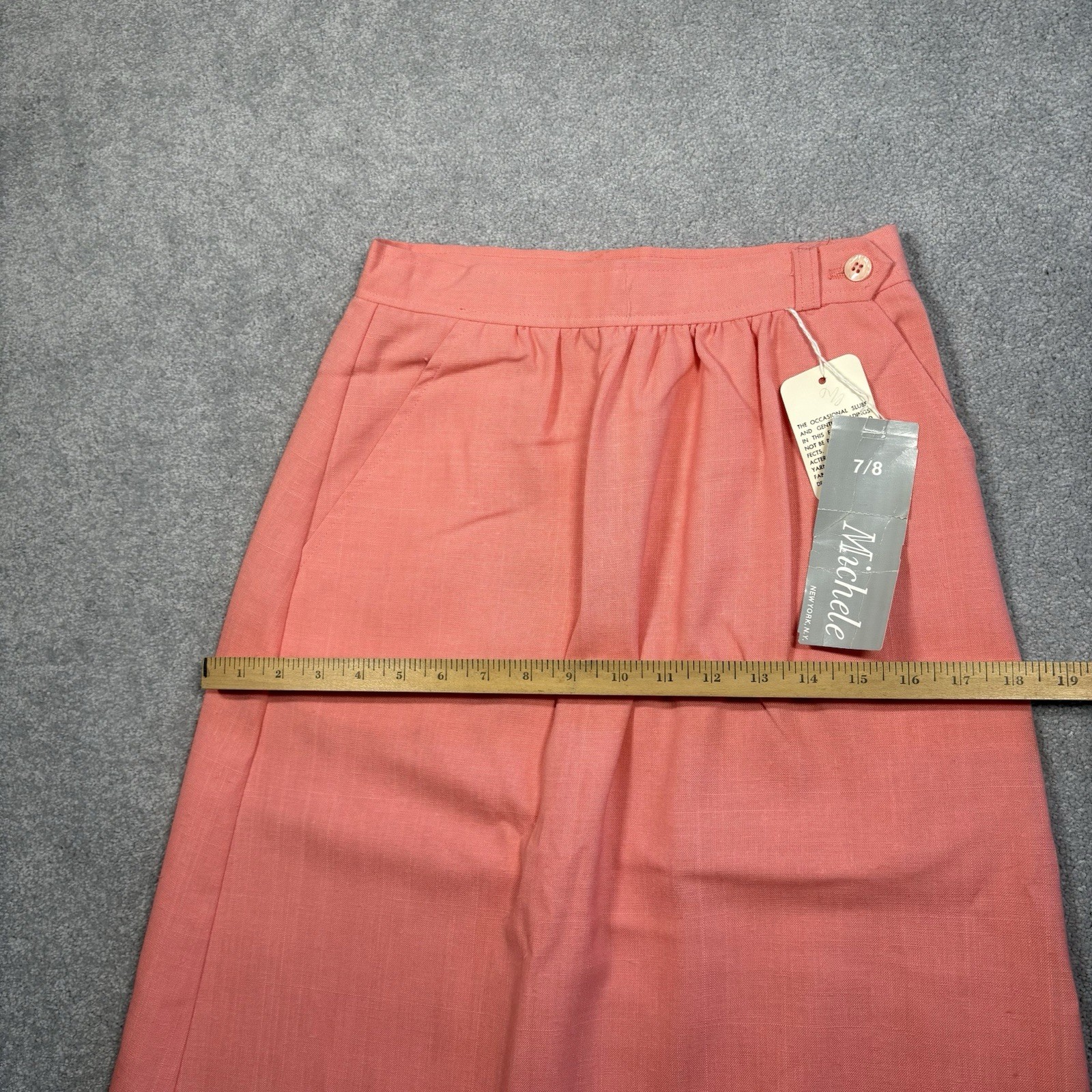 70s Michele NY Coral Pink Skirt Size 7/8 Union Made NOS Deadstock USA Vintage