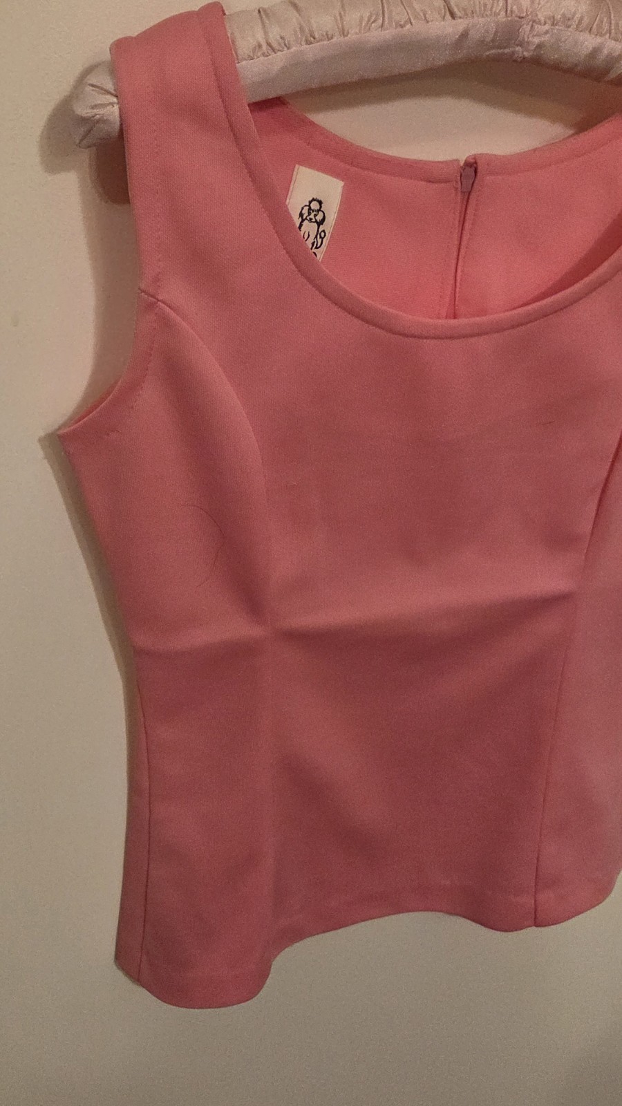 Vtg 70s Susie Q Of California Sleeveless Top Pink Polyester Knit Back Zipper S
