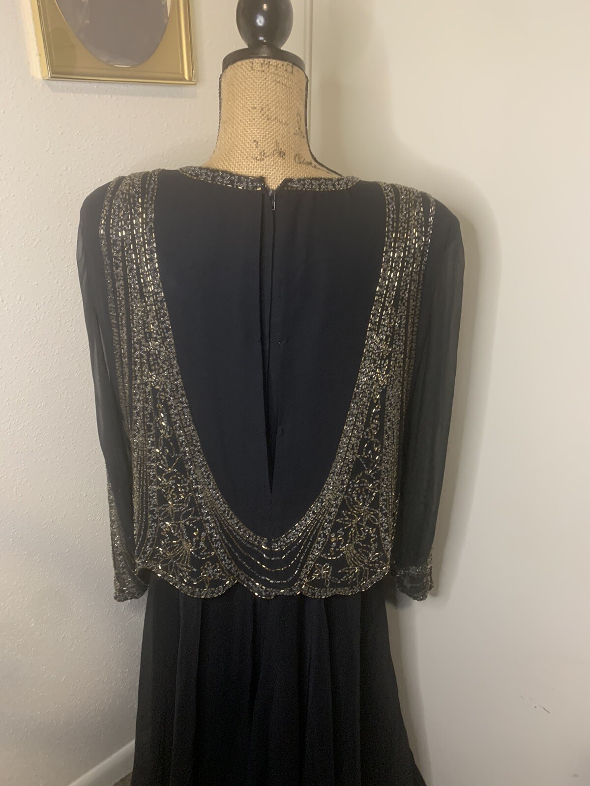 Vintage Miss Elliette Beaded Chiffon Evening Dress 16