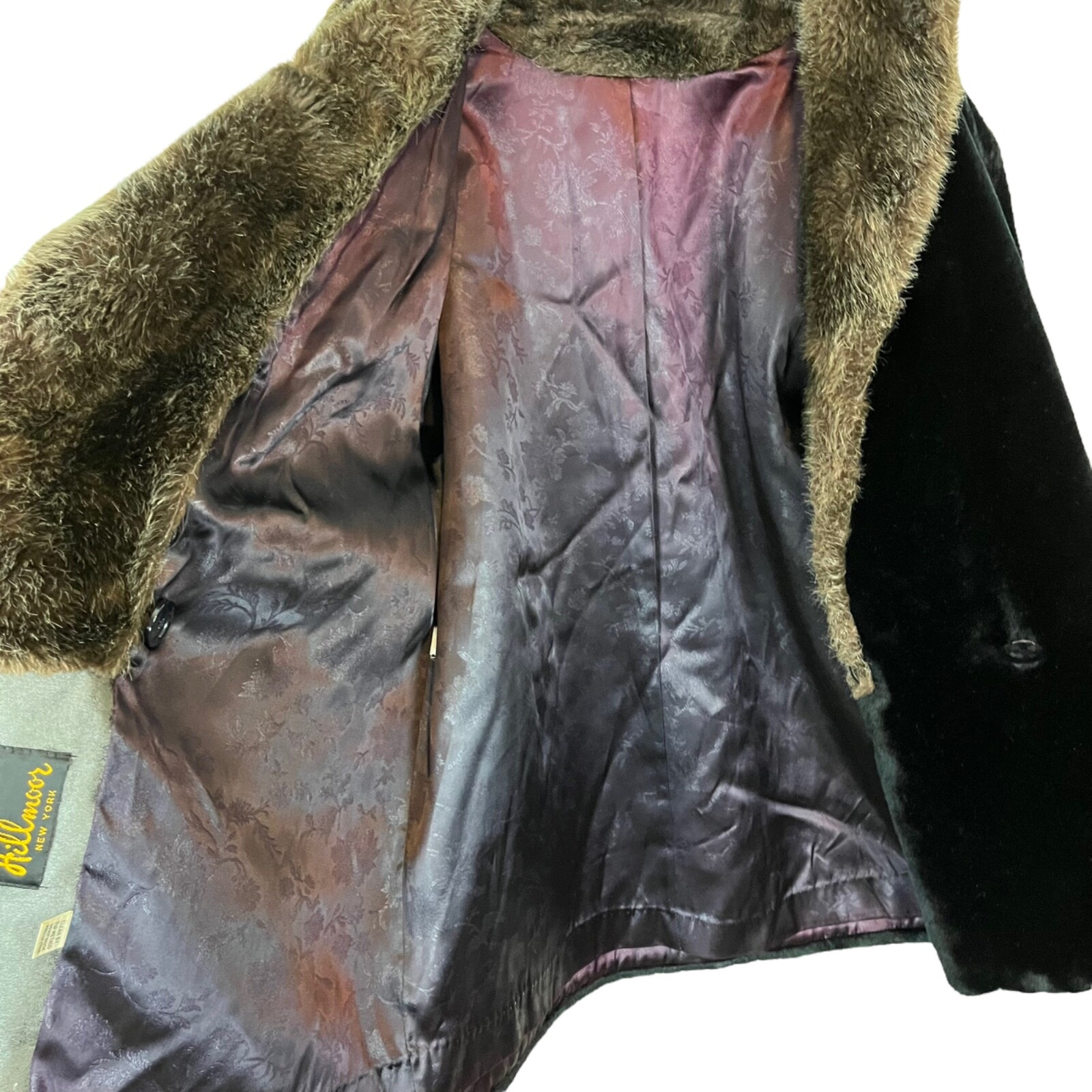 Faux Fur Jacket Coat Women L XL Vintage Hillmoor NY Mob Wife Union Made in USA