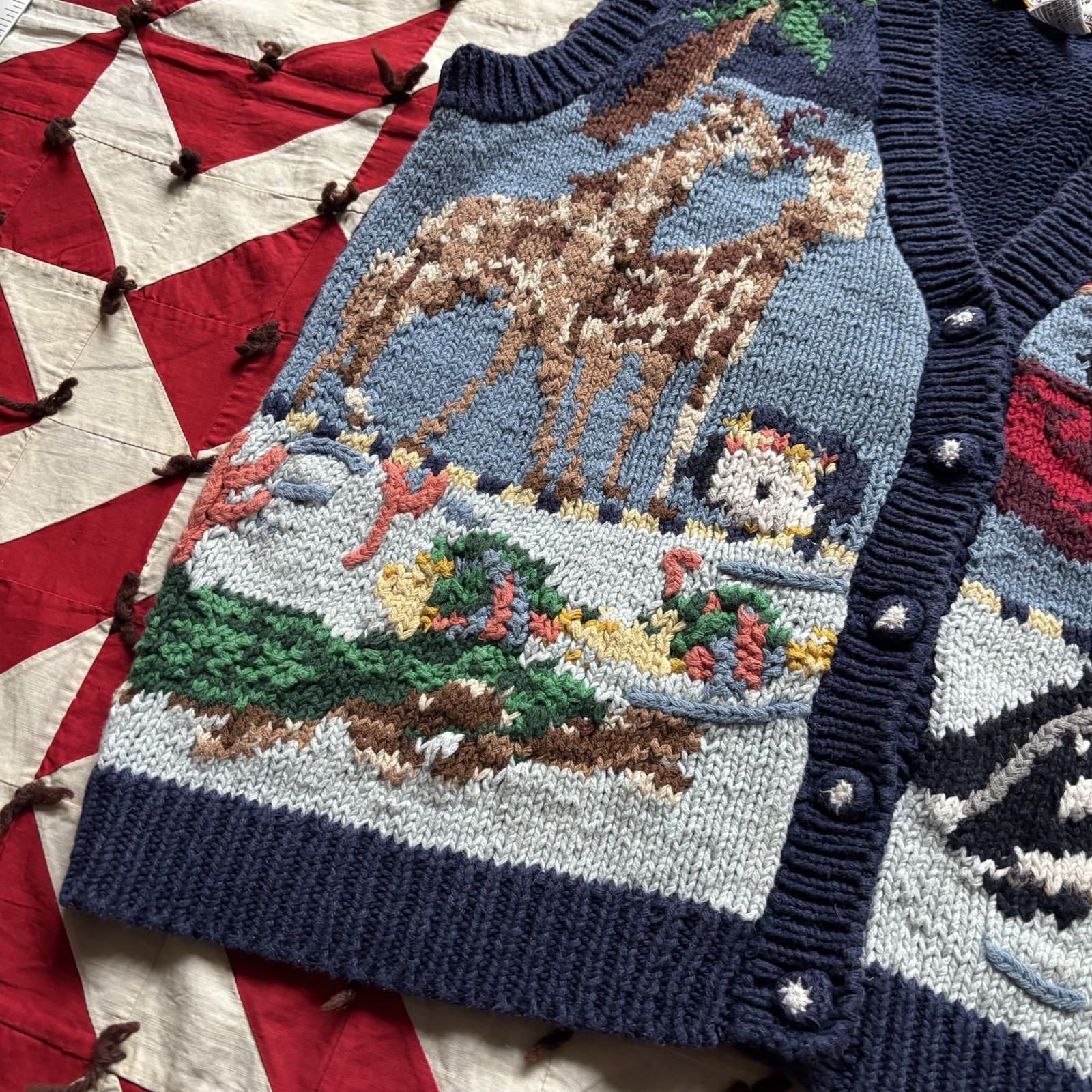 Vintage Women’s Knit Animal Sweater Vest As Is 90s Medium Granny
