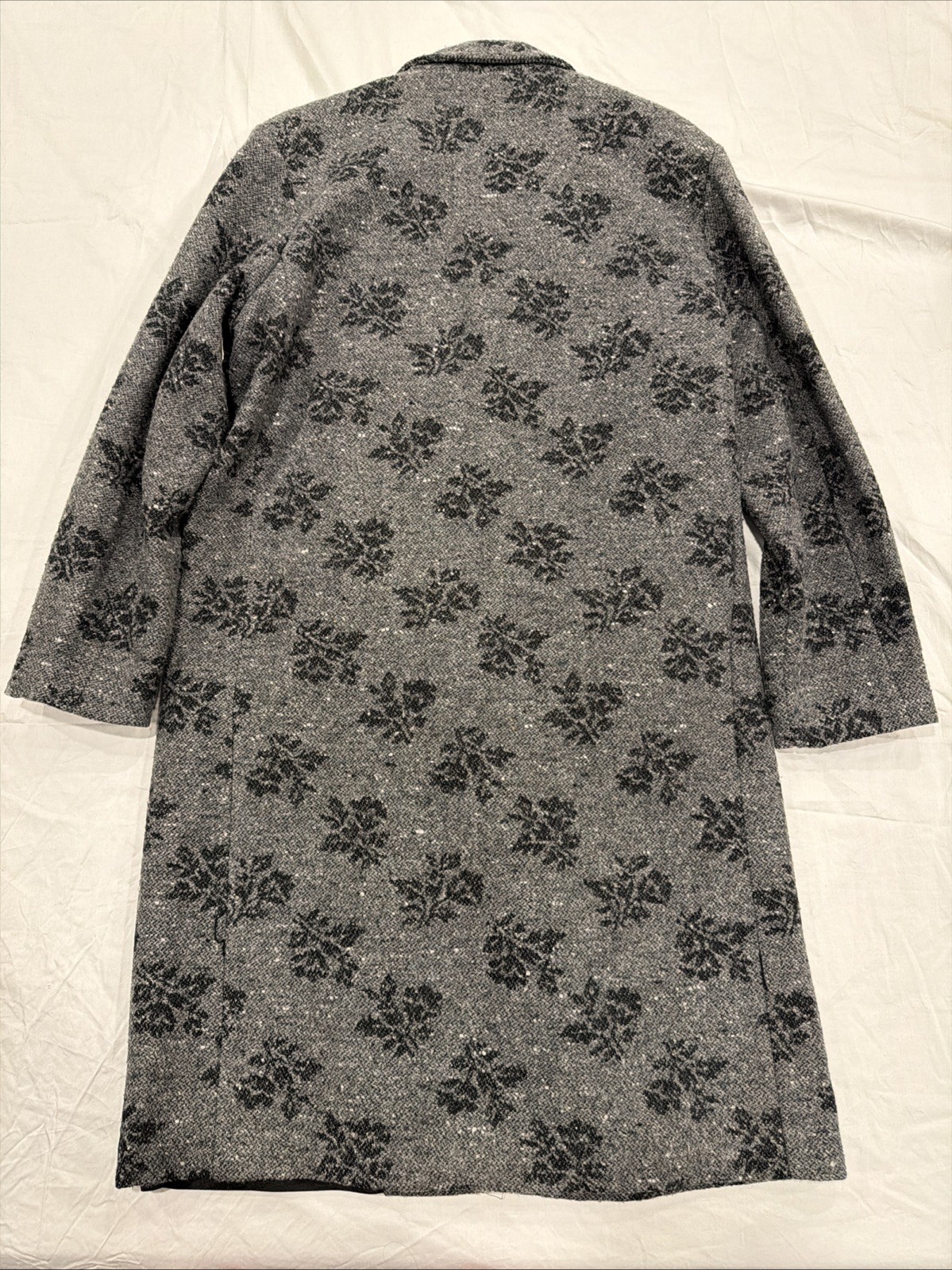 Vintage 80’s? Grey And black Floral Wool Oversized Coat Betsy B. Women’s M/L