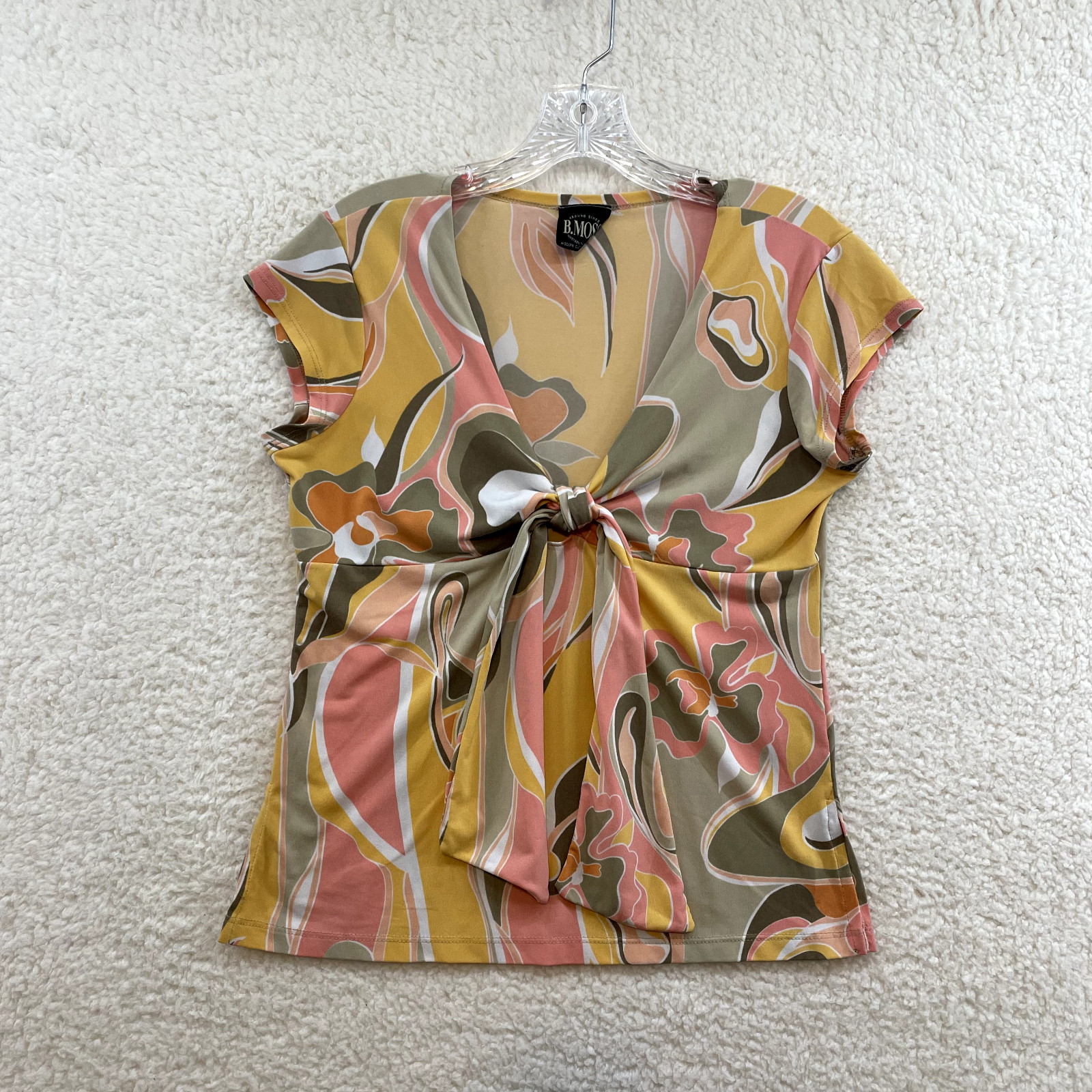 90s Y2K Vintage Top Large Orange Slinky Groovy Psychedellic Retro 70s Pattern
