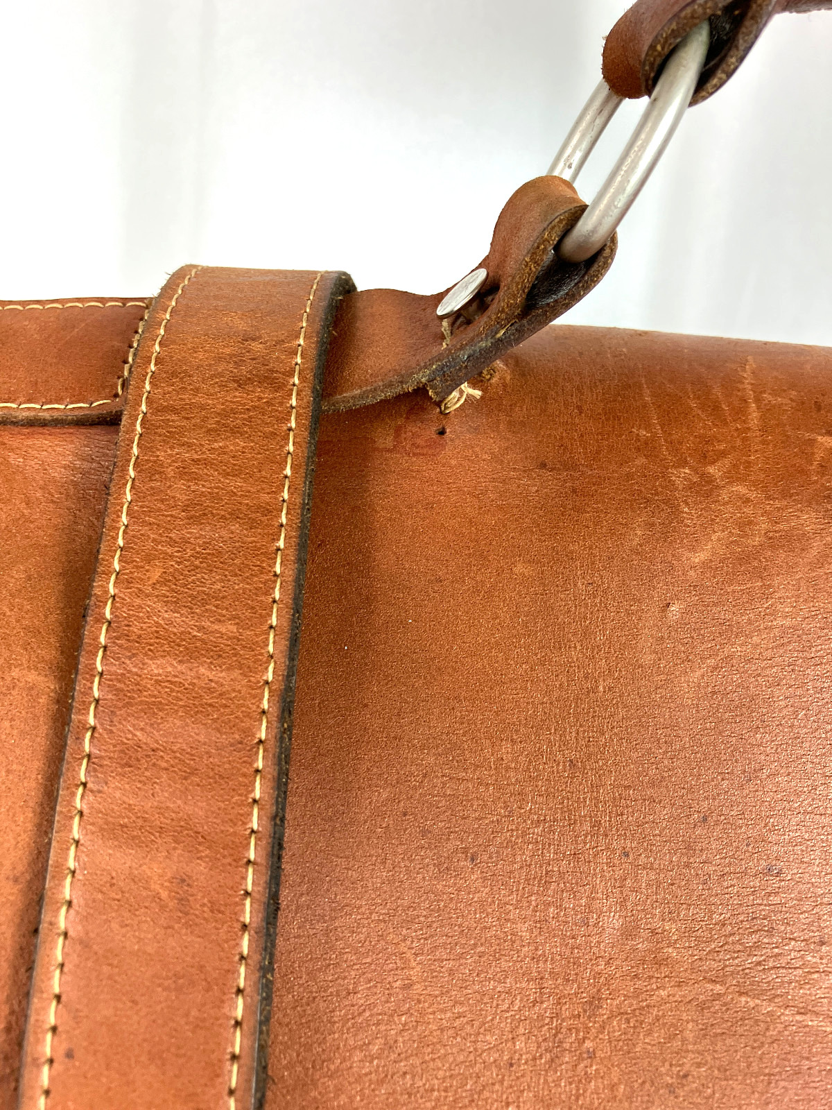 Vintage Custom Hide Vachetta Classic Book Bag Briefcase 3 Compartment 1945 Army