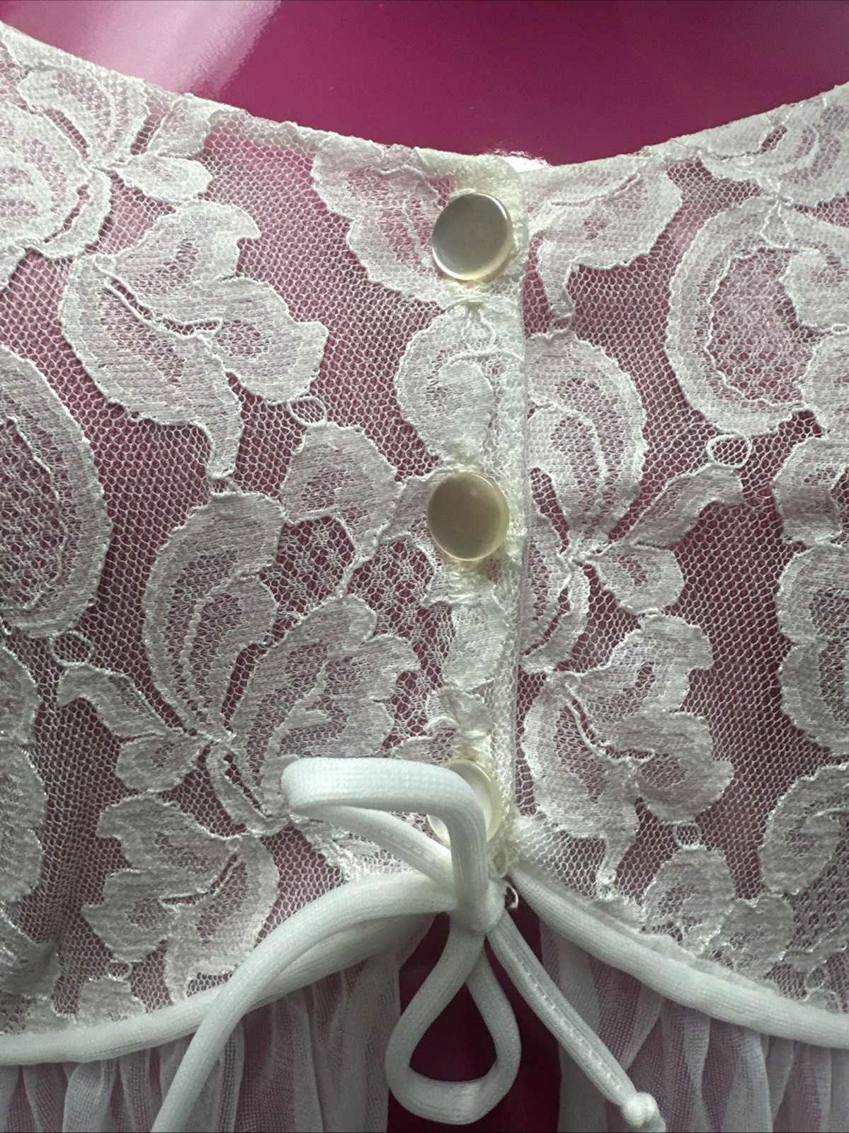 Lisette Lace Peignoir White Nightgown Lingerie Sheer 100% Nylon USA 2 Piece VTG