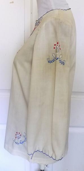 Vintage Hand Embroidered Ethnic Pullover Top Daffodil Large B38