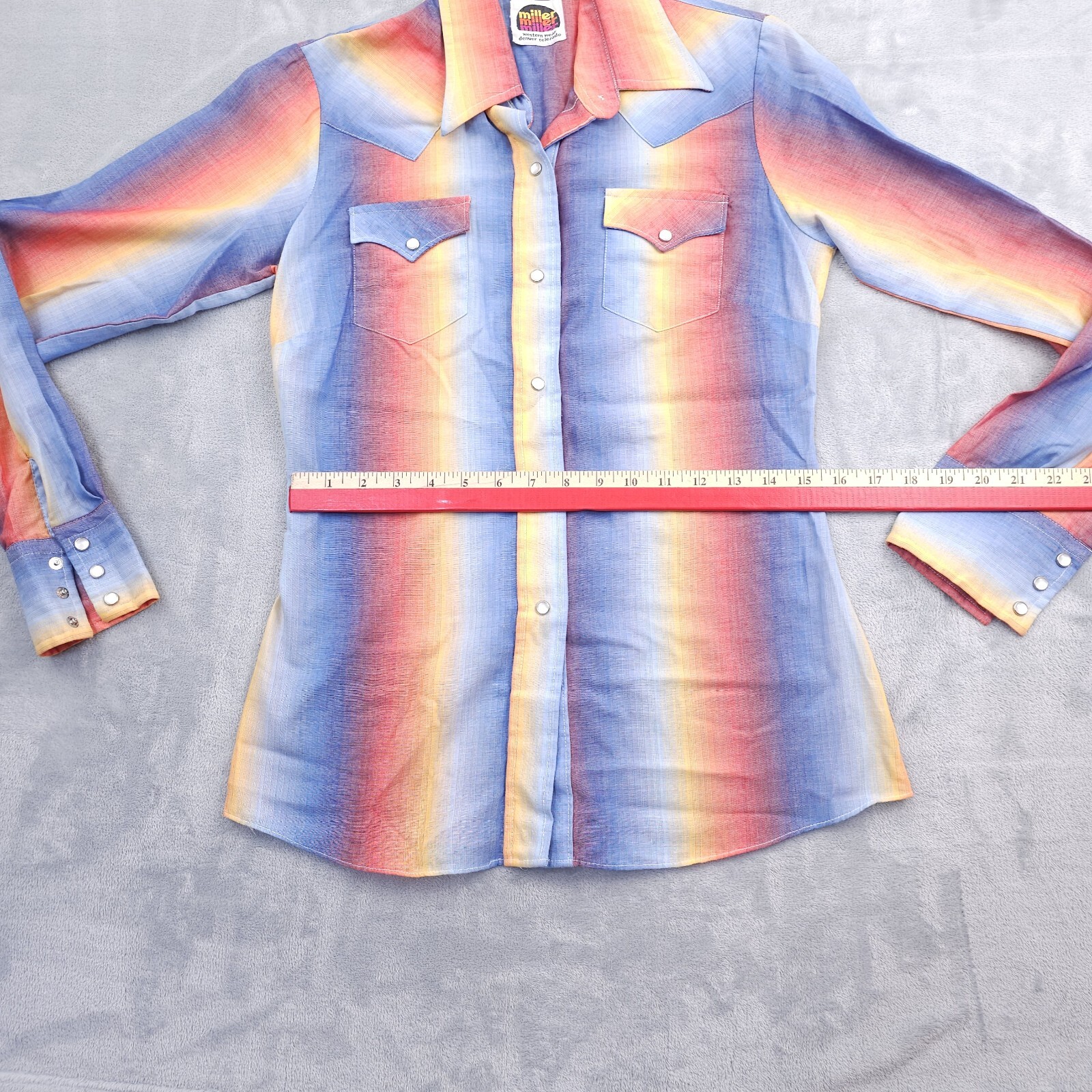 Vintage Western Rainbow Pearl Snap Shirt 12/34 Rockabilly Cowgirl Miller Disco