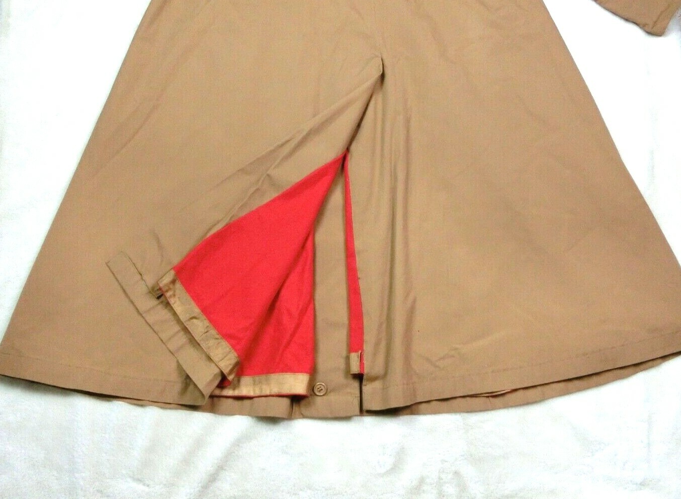 Vintage CORTEFIEL Women’s Size 16 Trench Coat Tan Western Red Liner Turtleneck
