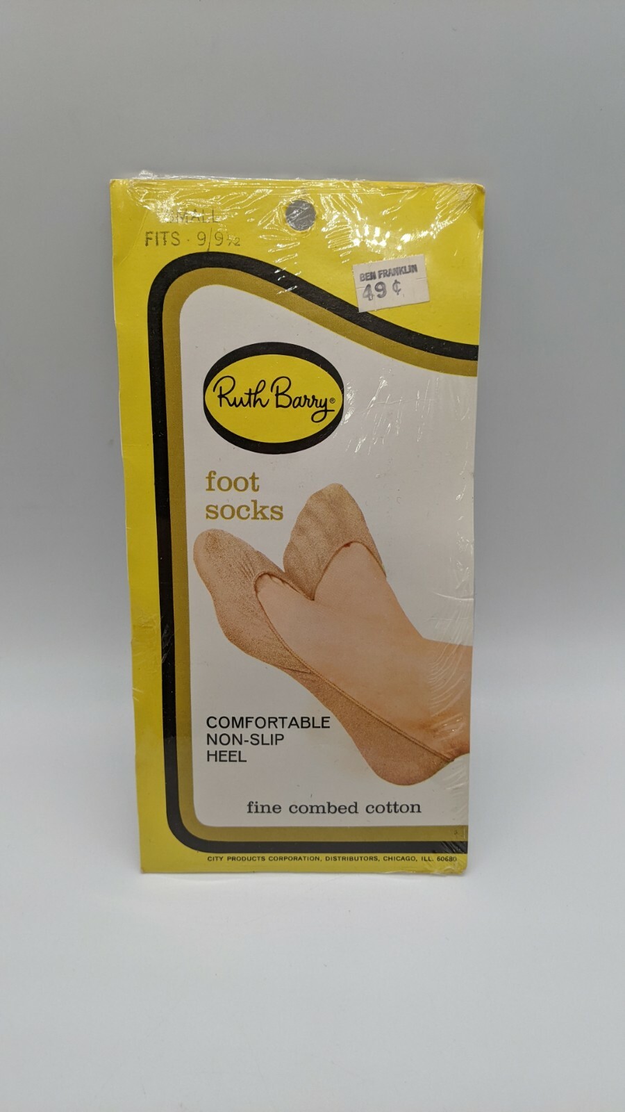 NIP VINTAGE RUTH BARRY Comfortable Non Slip Heel Foot Socks Fine Combed Cotton