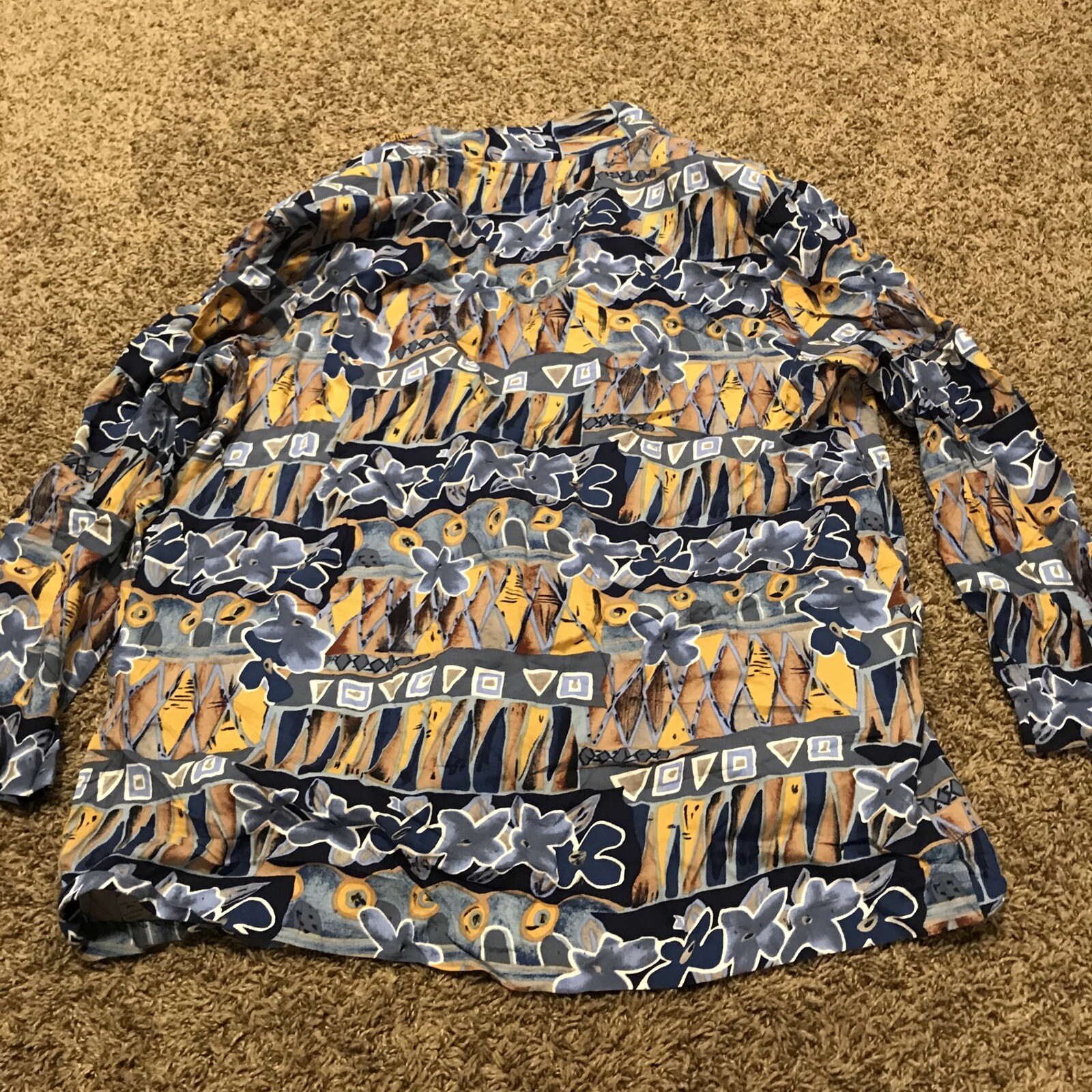 vtg natalie size L rayon blouse w/ shoulder pads a37