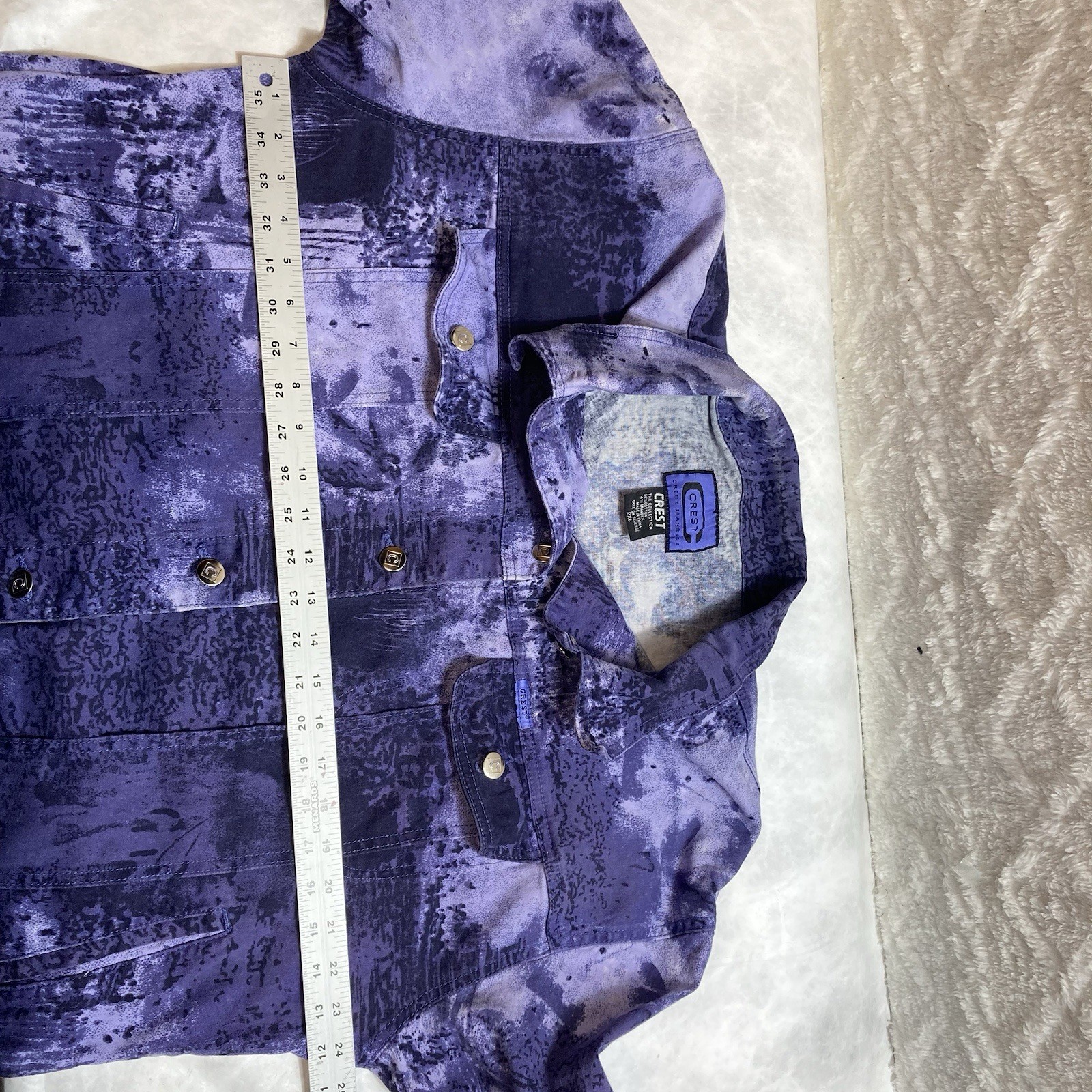VTG Purple Crest Denim Jacket Jeans Set 90s Stretch Sz 2X -20 Acid Wash Urban