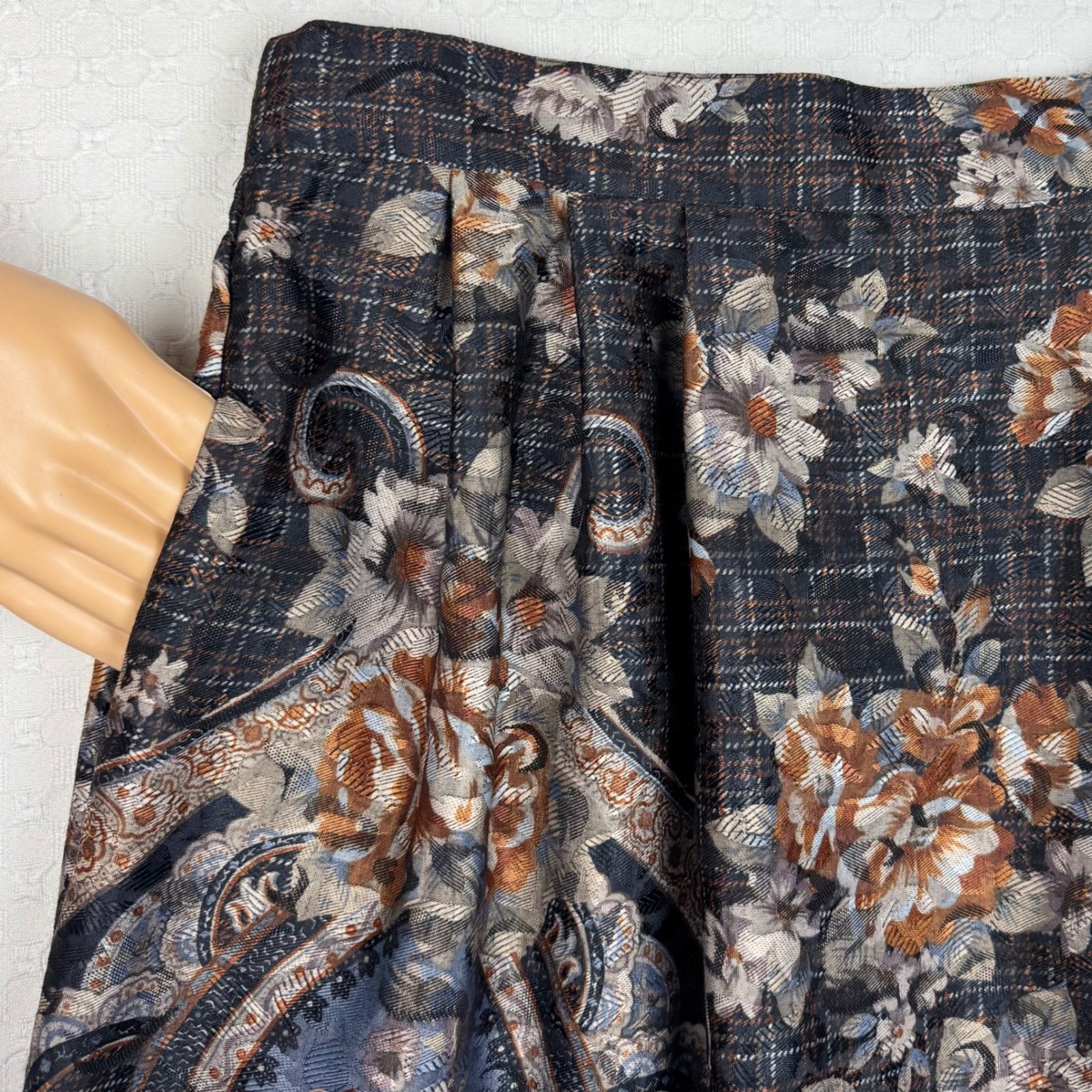 Vintage Jeffrey & Dara Skirt Floral Paisley Tapestry Midi Womens 10 Brown USA