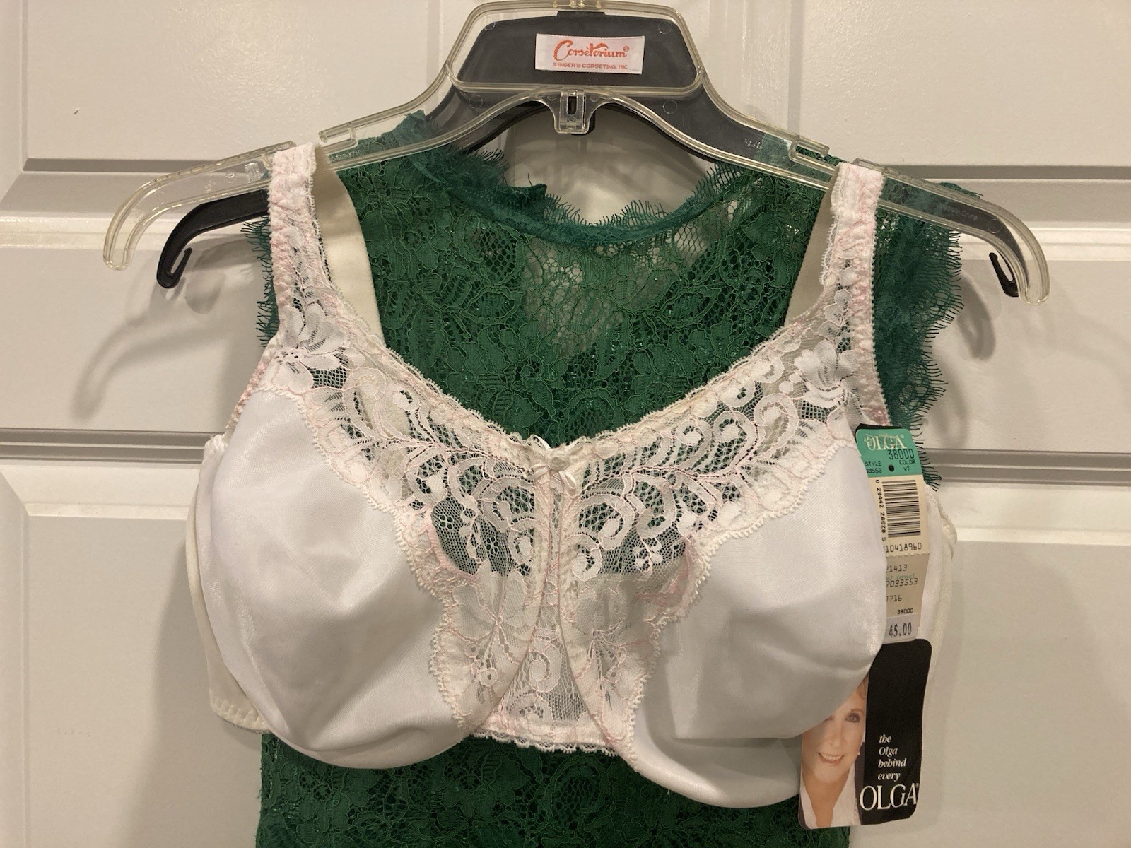 OLGA behind SEMI SHEER 33553 UNDERWIRE BRA 38DDD VINTAGE white new seamless