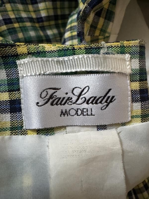 FAIR LADY vintage green yellow checked jacket with gold buttons size M