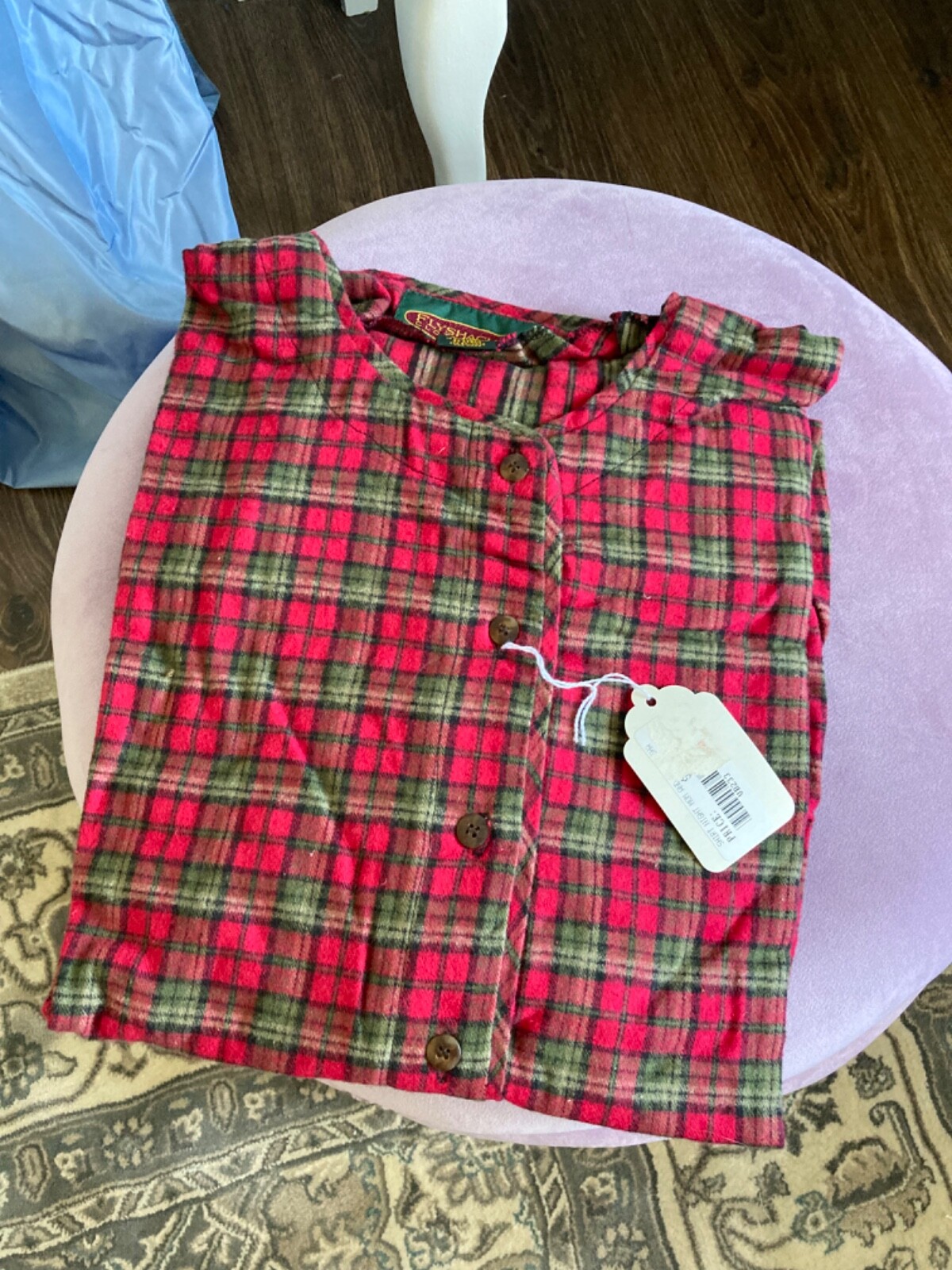 New Vintage Flyshacker Clothing Co Flannel Sleep Shirt Red Tartan Plaid S