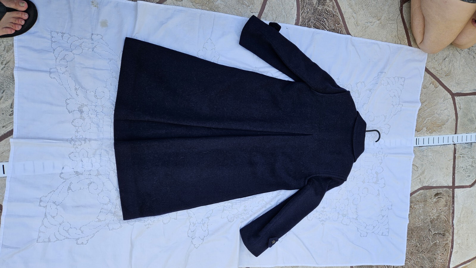 Women’s SALKO Austria Alpaca Wool Loden Tirol Blue Trench Coat Vintage Jacket