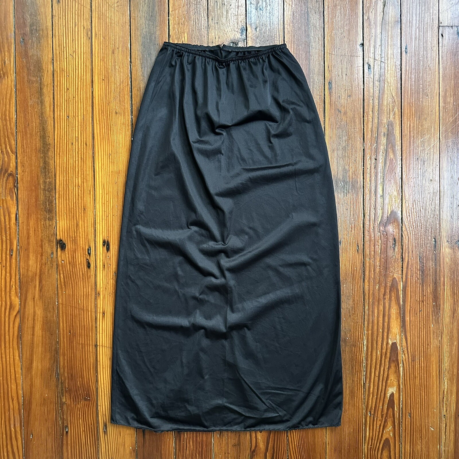 Vintage 1960s/70s Wonder Maid Non Cling black maxi slip skirt med (modern sm/xs)