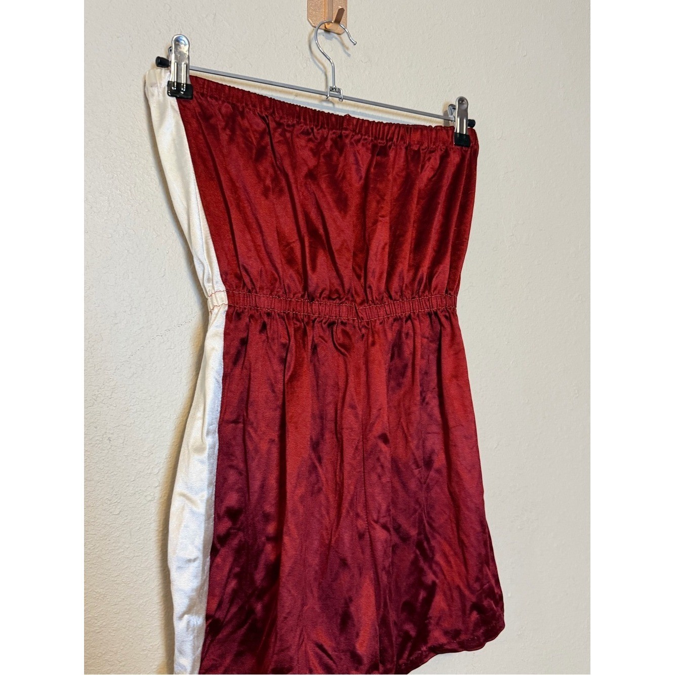 Vintage Julie Girl Strapless Satin Side Stripe Short Romper Size Large