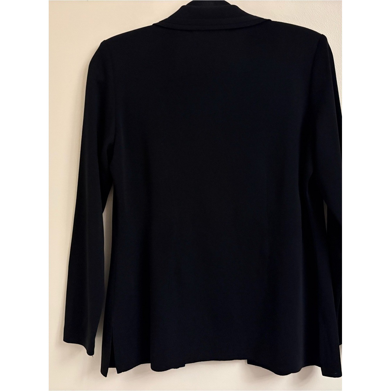 Misook Open Front Knit Cardigan Jacket Pointed Collar Patch Pockets Career