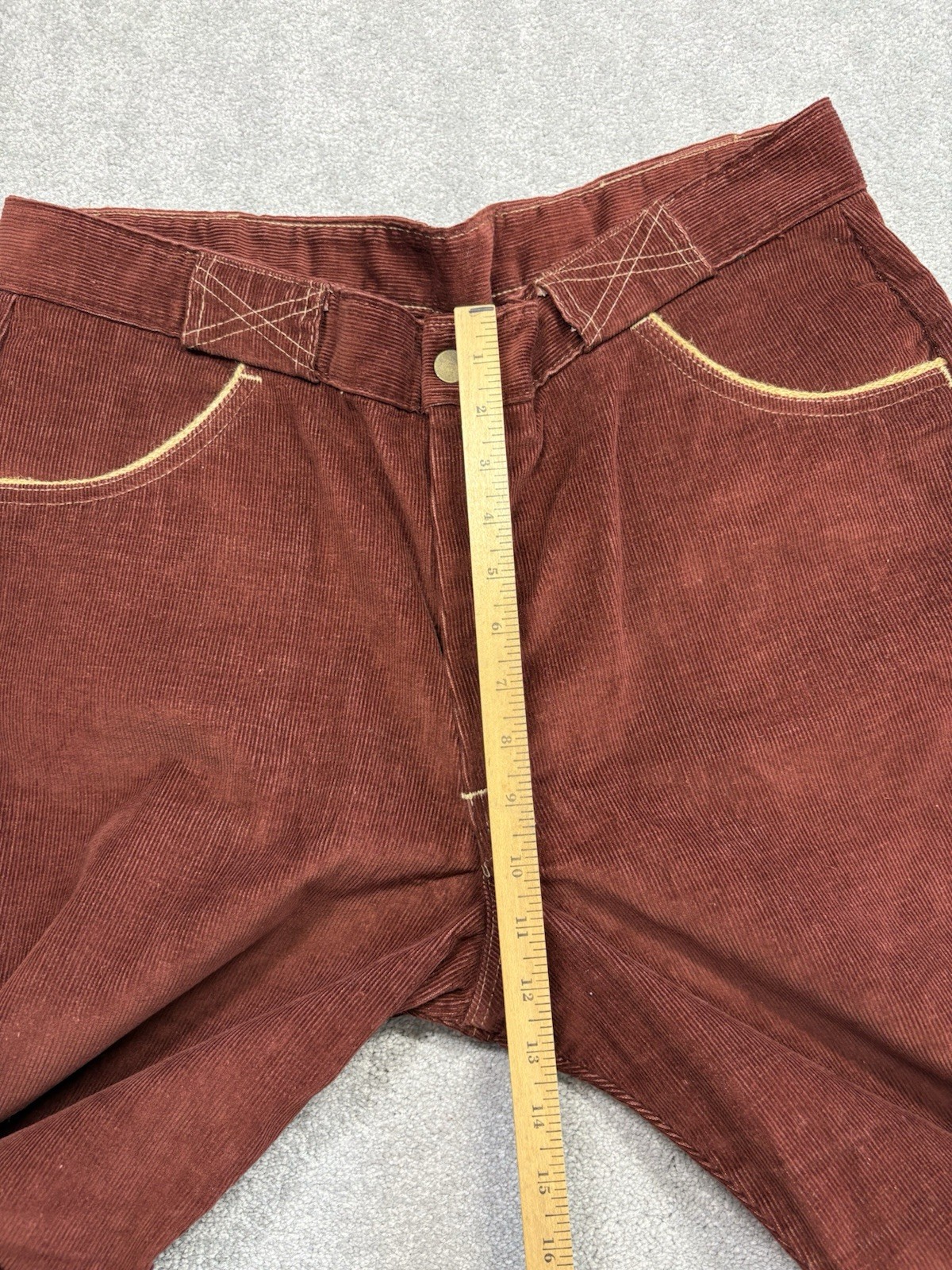 1960s Flare Corduroy Bell Bottoms Rust Red Vintage Talon Zipper Size 38×29