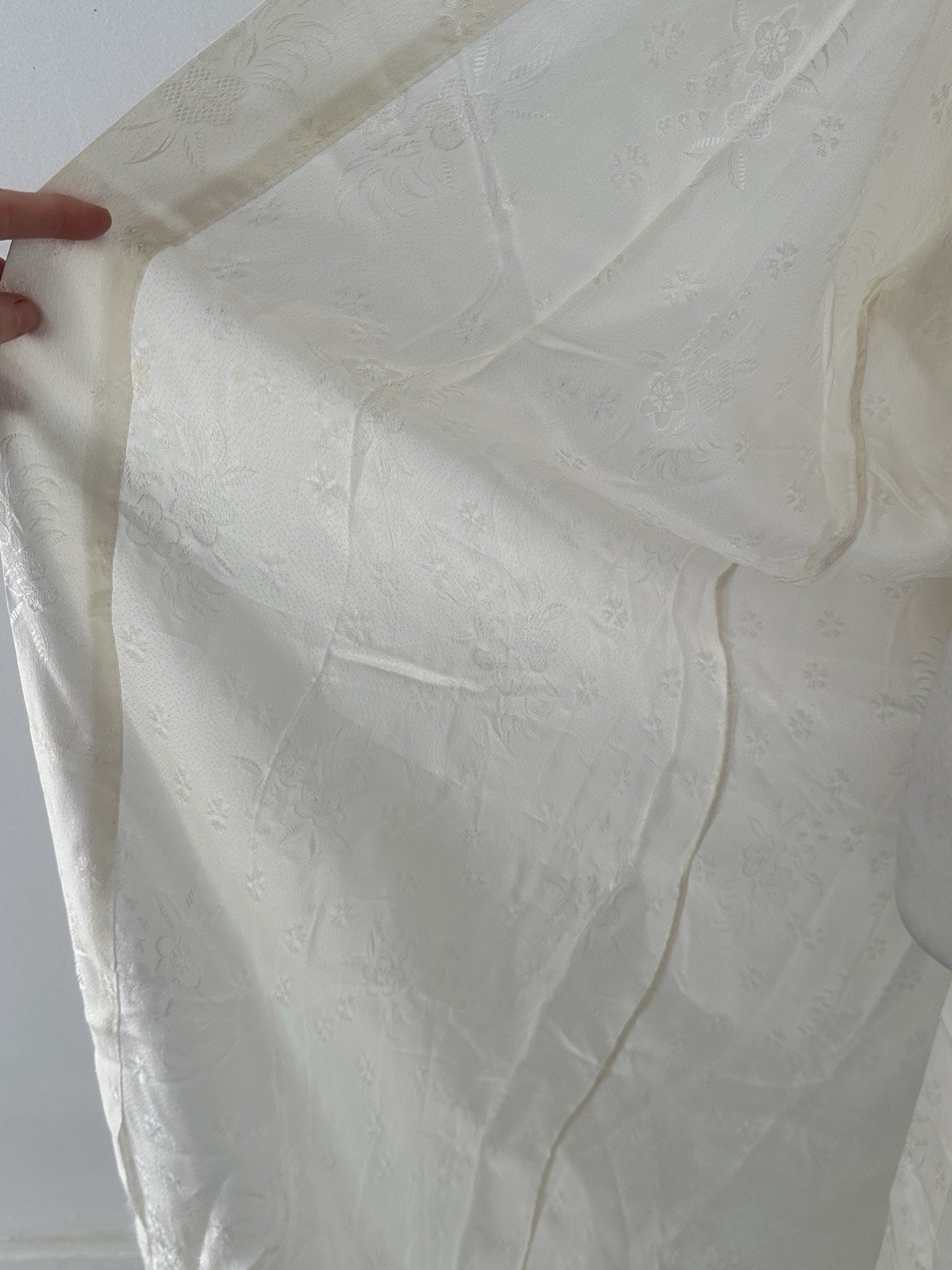 Vintage 50s Satin Brocade White Dragon Japan Made Robe
