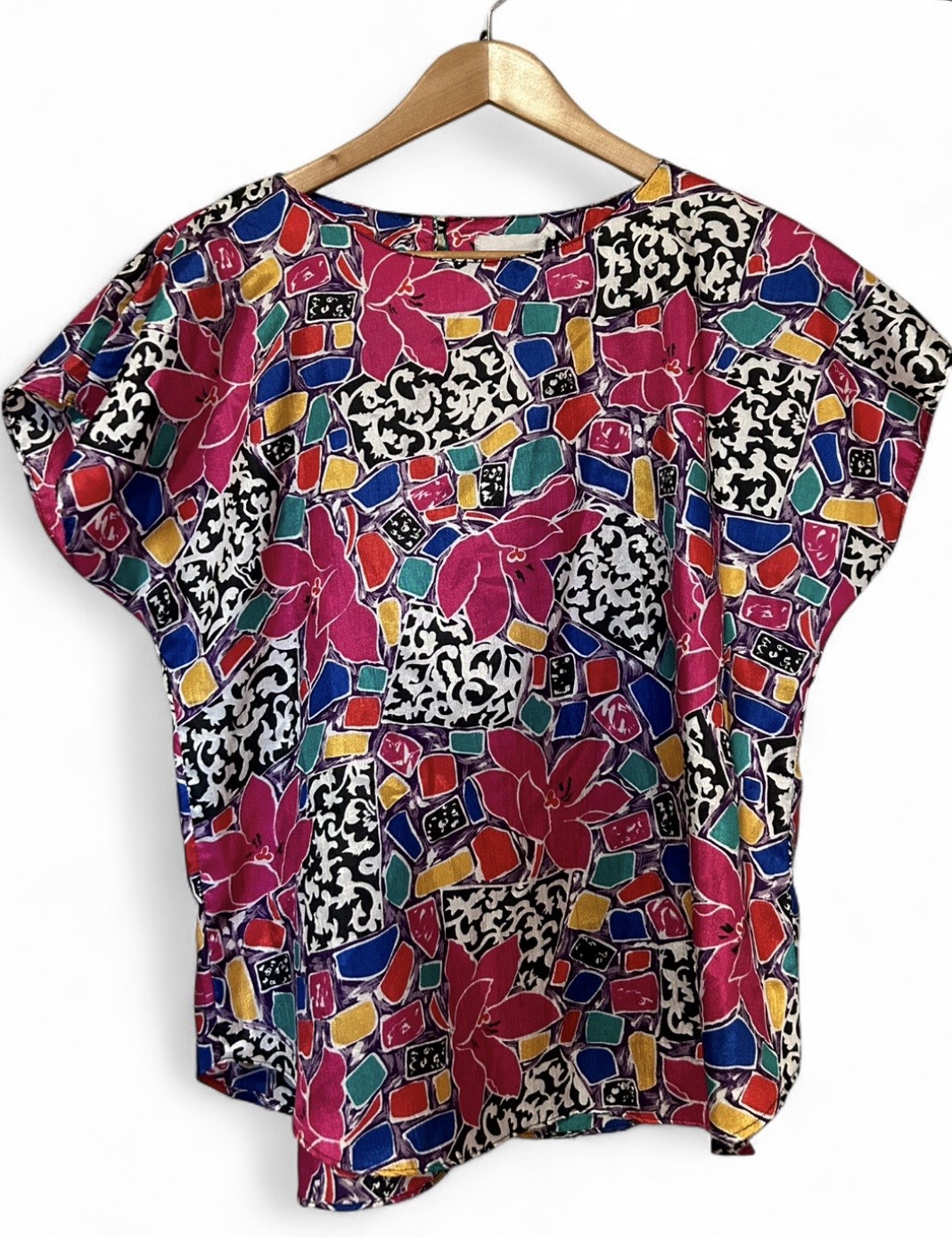 Vtg 80s Multicolor Floral Top Size Medium Dopamine Dressing Maximalism