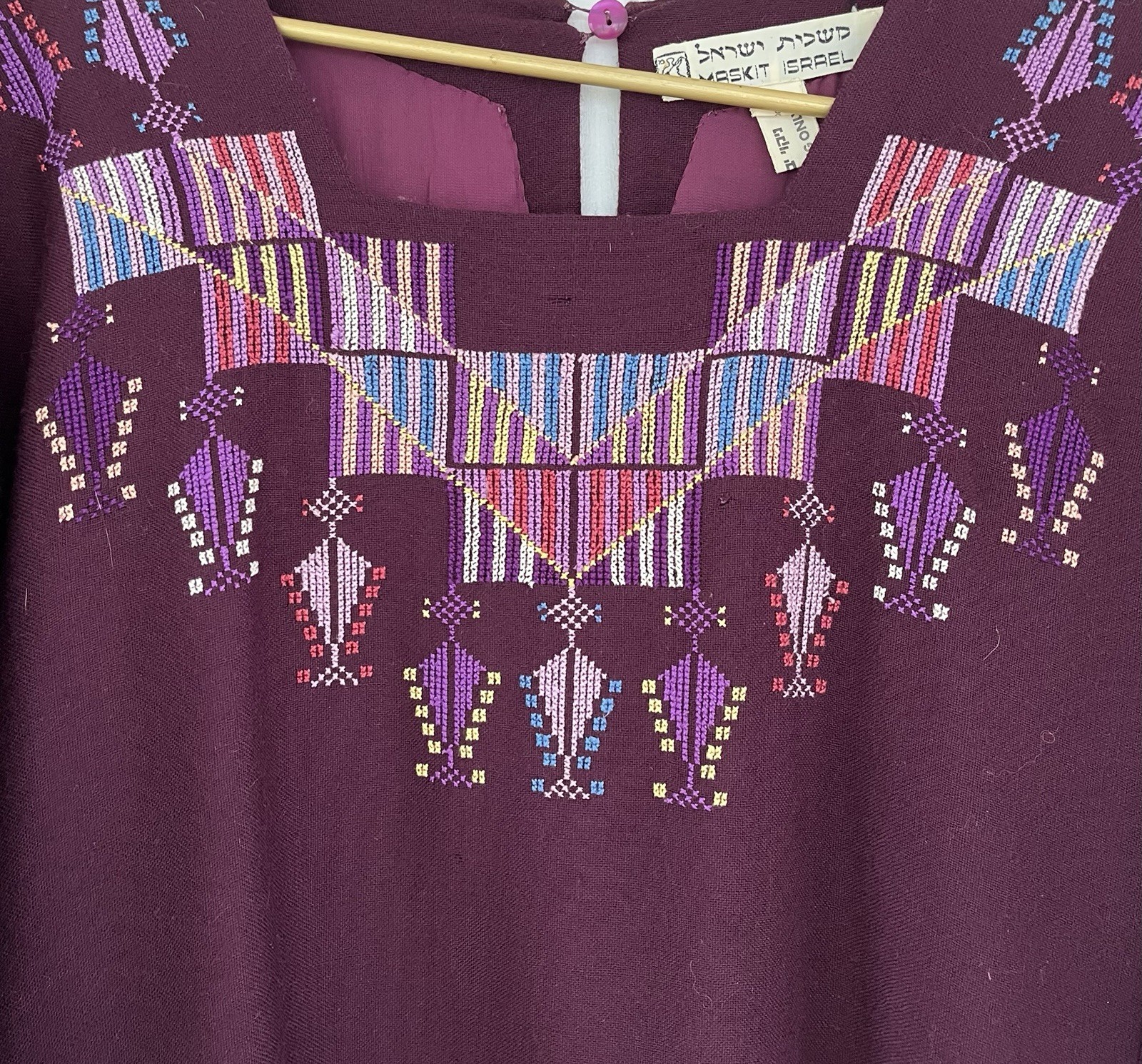 Vintage 1972 Hand Embroidered Wool Ethnic Caftan 70s Kaftan