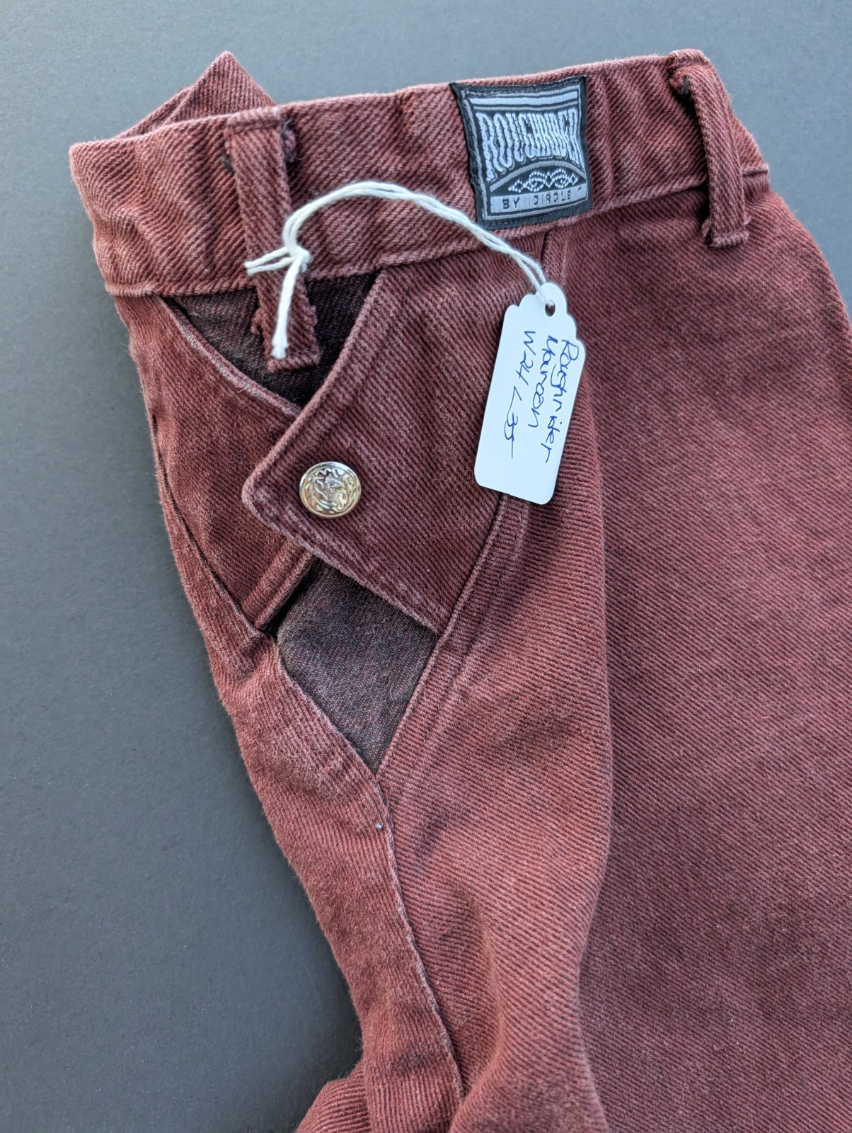 Vintage Roughrider Circle T Maroon Western Bareback Jeans W24 L35 Rare 80’s 90’s