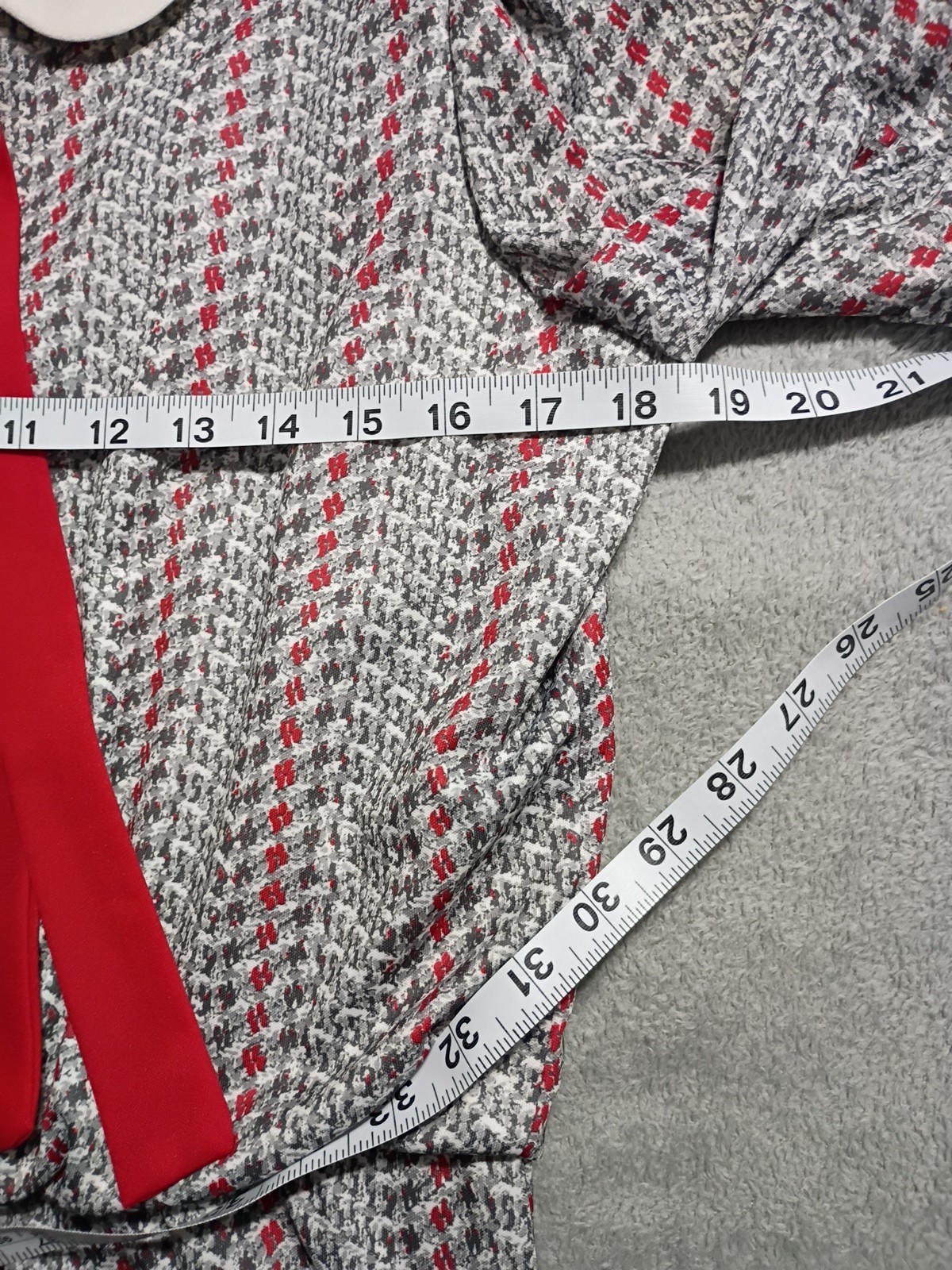Vintage Jenny Petite 14 Polyester Made In USA Grey And Red