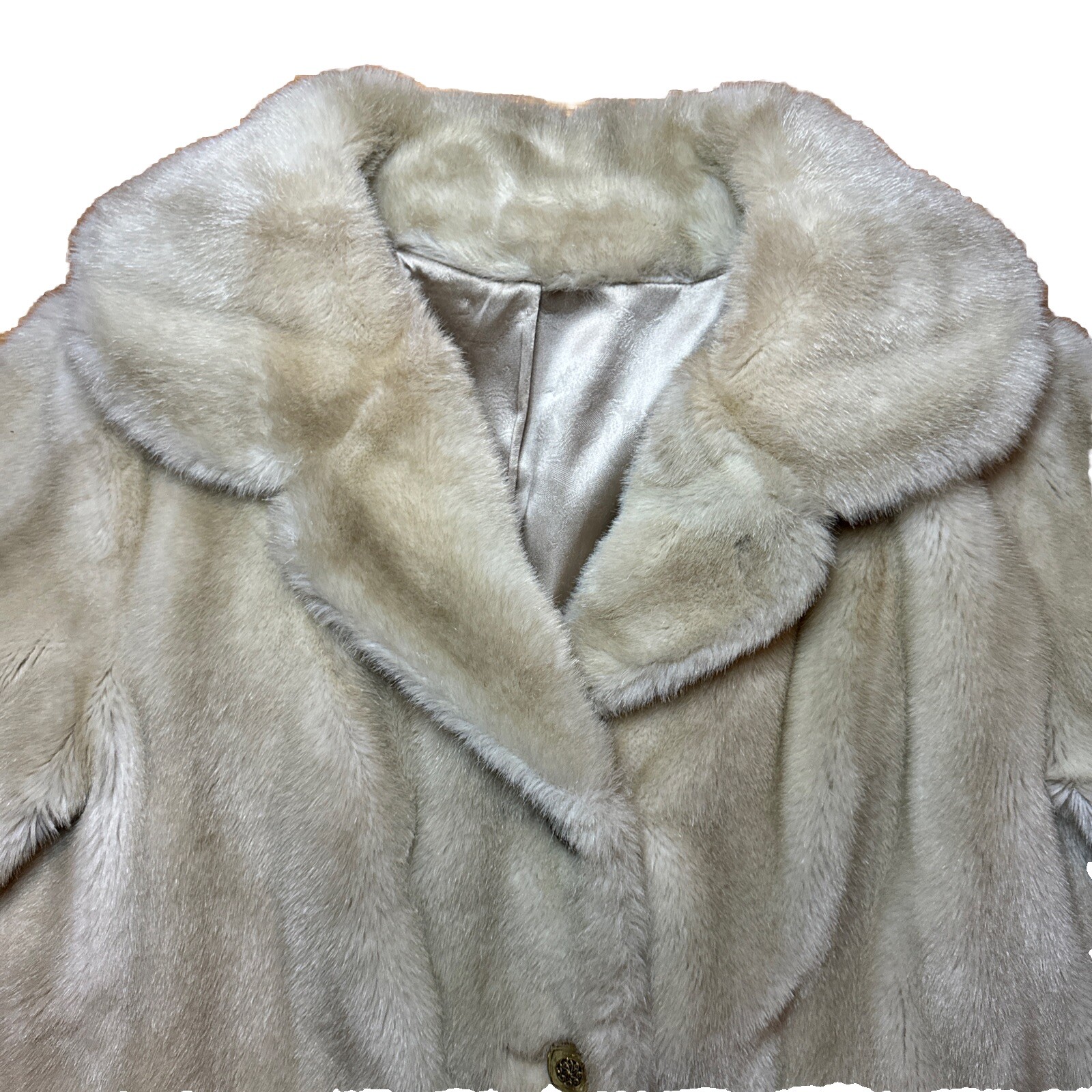 MINCARA Russell Taylor Beige size Large Fur Silk Lined Jacket Coat Union Made