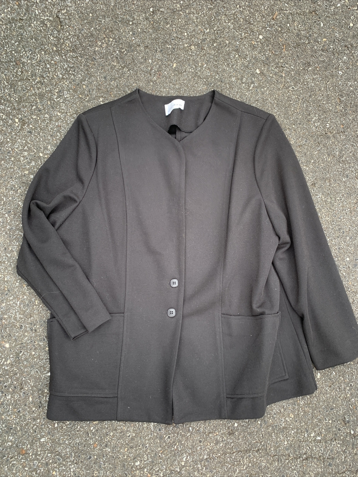 Vintage LADY DEVON New York ALL BLACK Blazer Jacket Plus Size 42 ❤️cb15m2