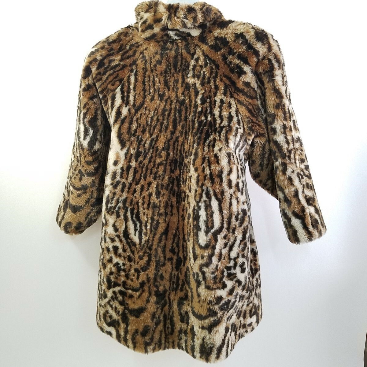Womens Faux Tiger Fur Swing Coat Monterey Fashions Size S