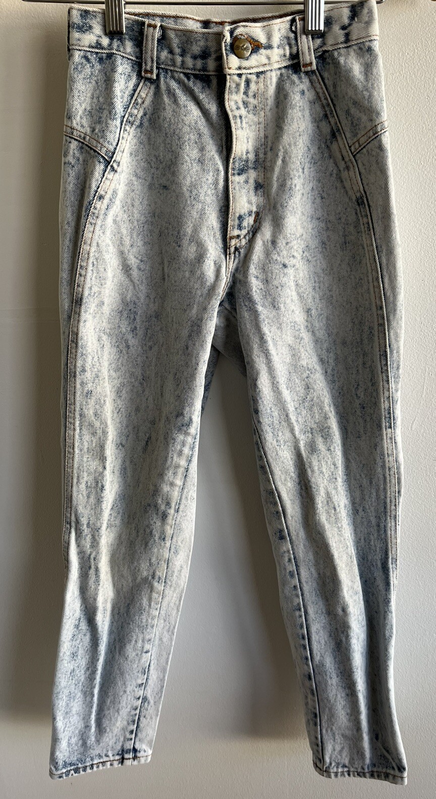 Vtg 1980s Chic Petite Acid Wash High Waist Mom Jeans Tapered Leg Flat Front Sz 3