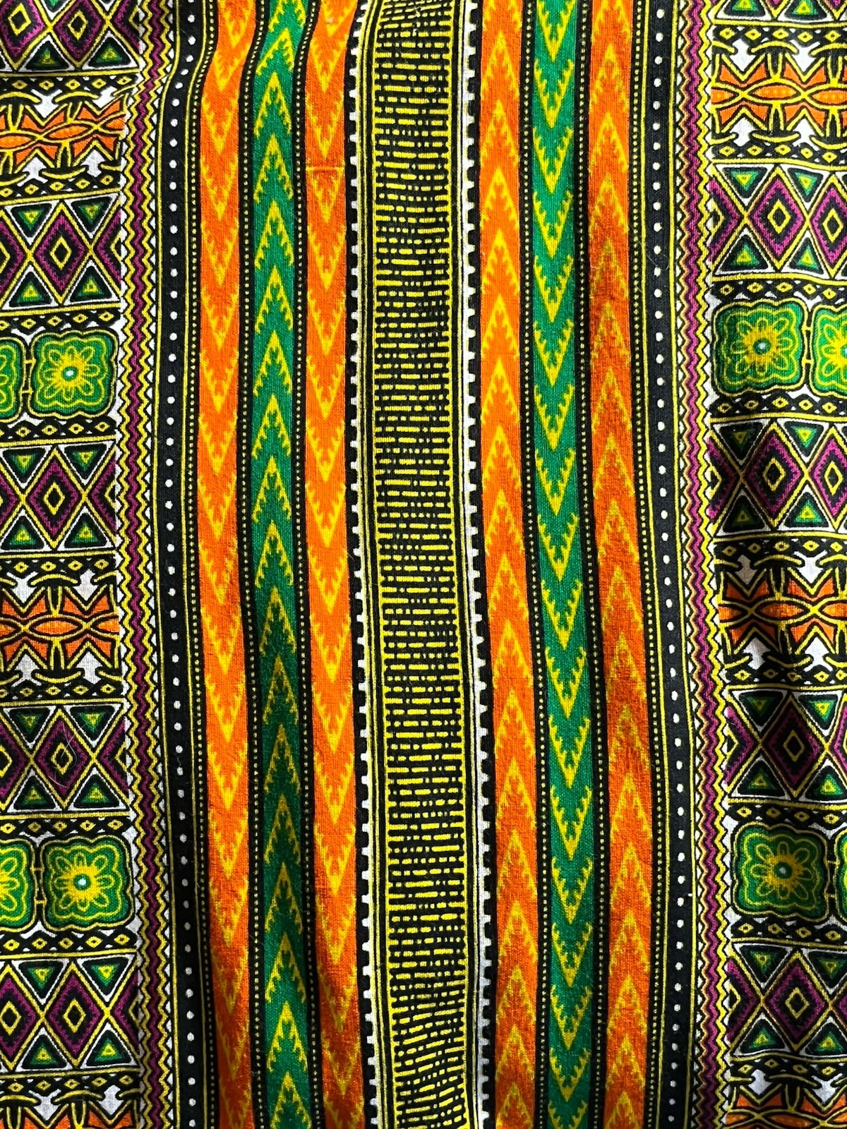 Vtg 90s Neelam Maxi Skirt Free Size Elastic Waist Green Orange Vibrant Festive