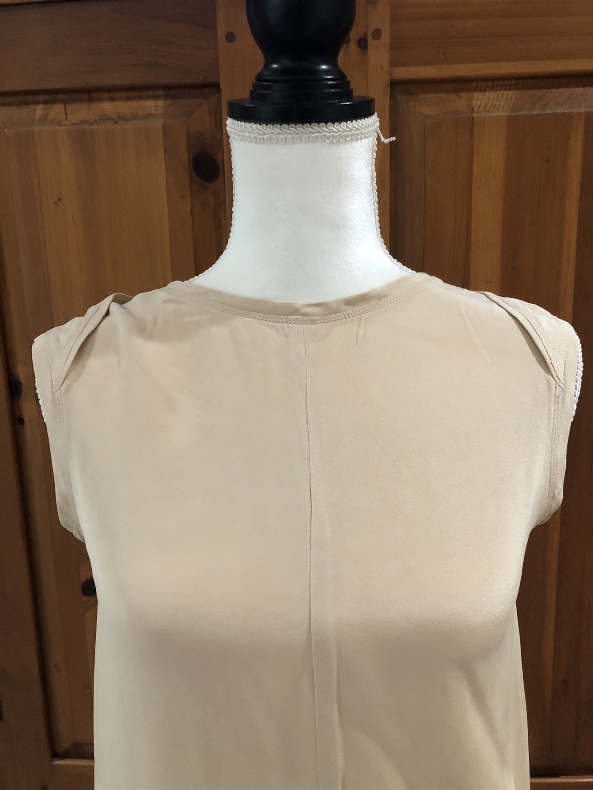 Geoffrey Beene vintage 70s blush nude silk jersey Chicly Detailed Shift Dress S