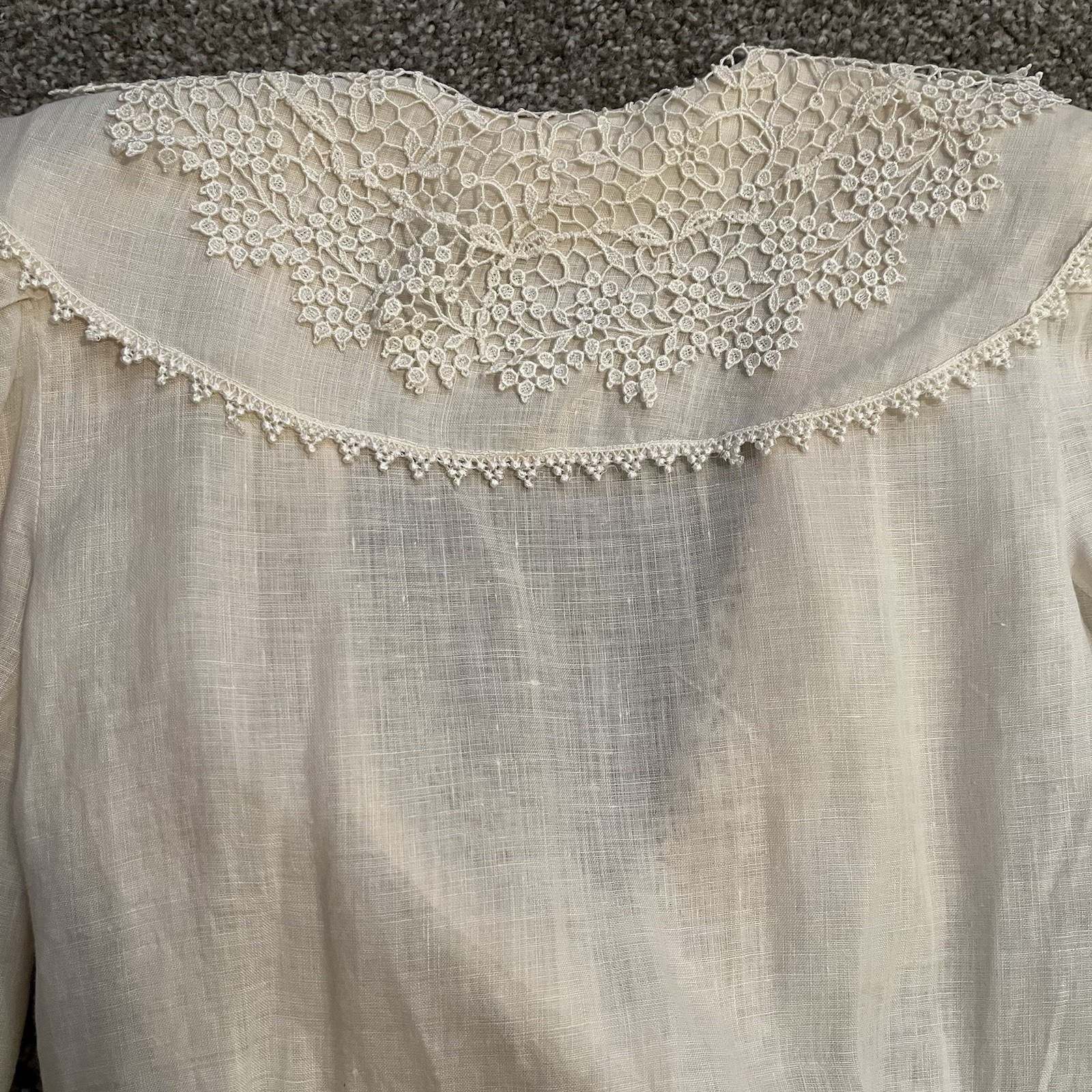 VTG Cloak of Many Colors Women’s 10 Linen Midi Skirt Set Ivory Crochet Victorian