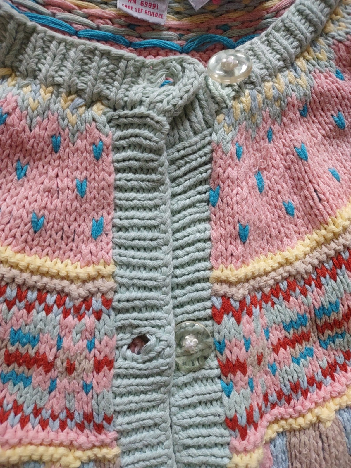 Vintage 1980s Putumayo Sweater Medium Half Sleeve Cotton Cardigan NYC Boutique