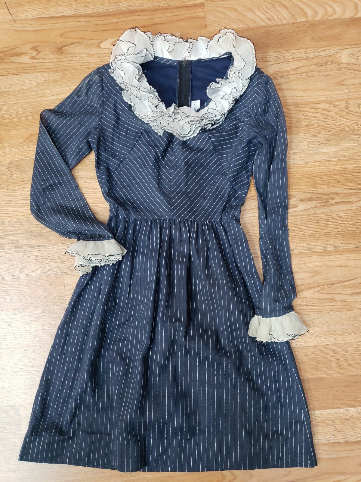 VINTAGE GAY GIBSON NAVY GERMAN MAIDEN 50’s VICTORIAN STYLE SIZE XXS #C