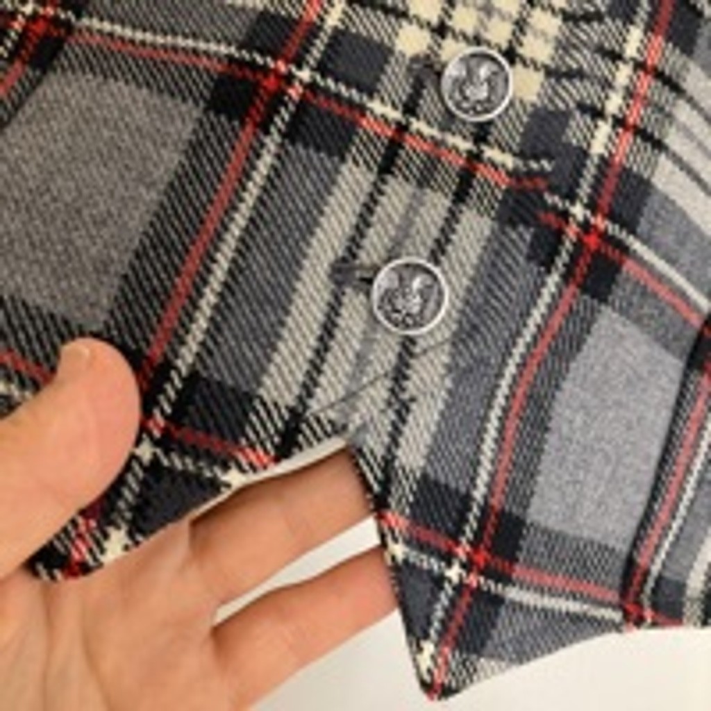 Vintage Vest Womens XS Gray Black Red Tartan Plaid Wool Scottish Waistcoat